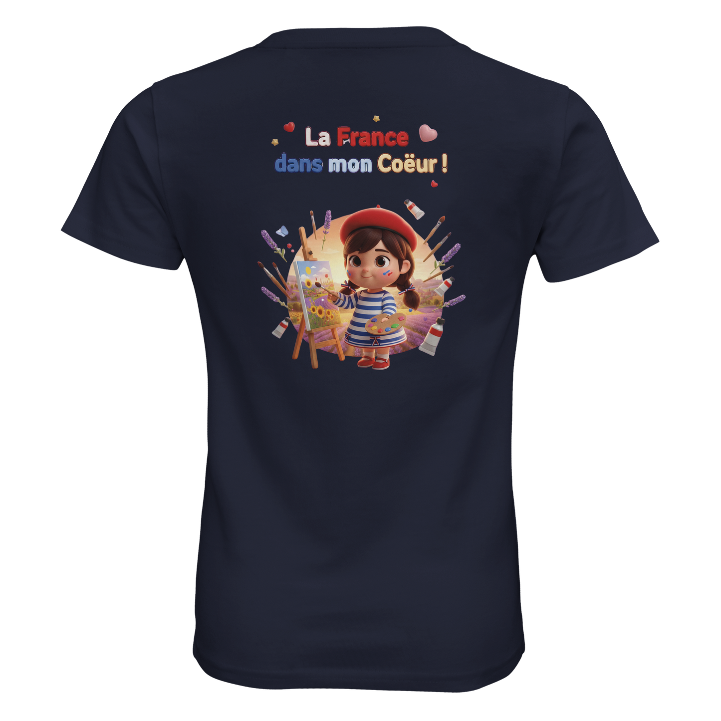 T-Shirt fille  La France Dans Mon Cœur – Coton Bio Premium