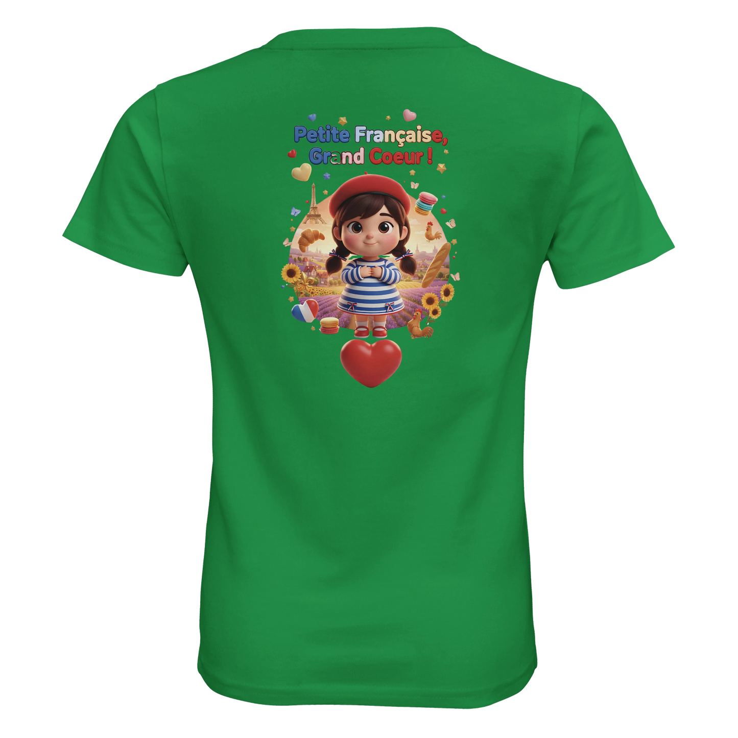 T-Shirt Fille Française au Grand Cœur – 100% Coton Bio