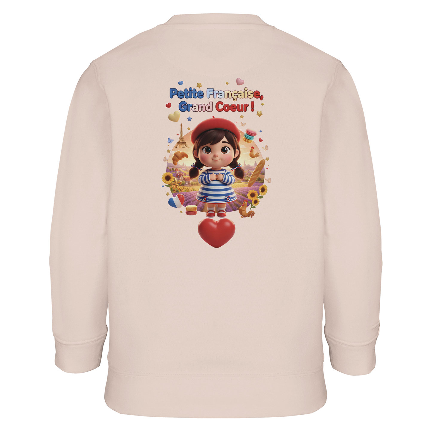 Sweat-shirt Fille 'Petite Française Grand Cœur' - Coton Bio & Recyclé