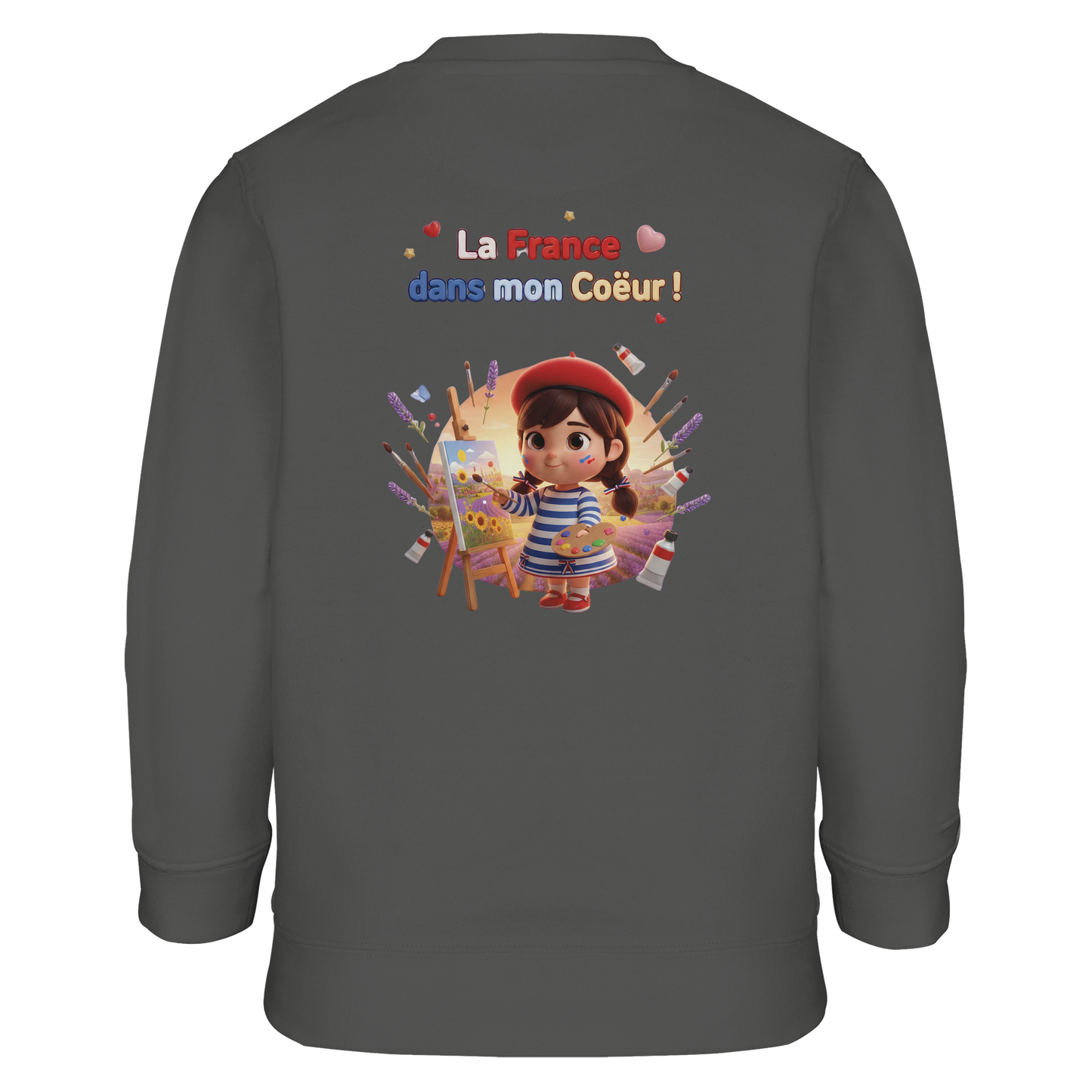 Sweat-shirt Fille 'La France dans mon Cœur' - Sweat Confortable Éco-Responsable