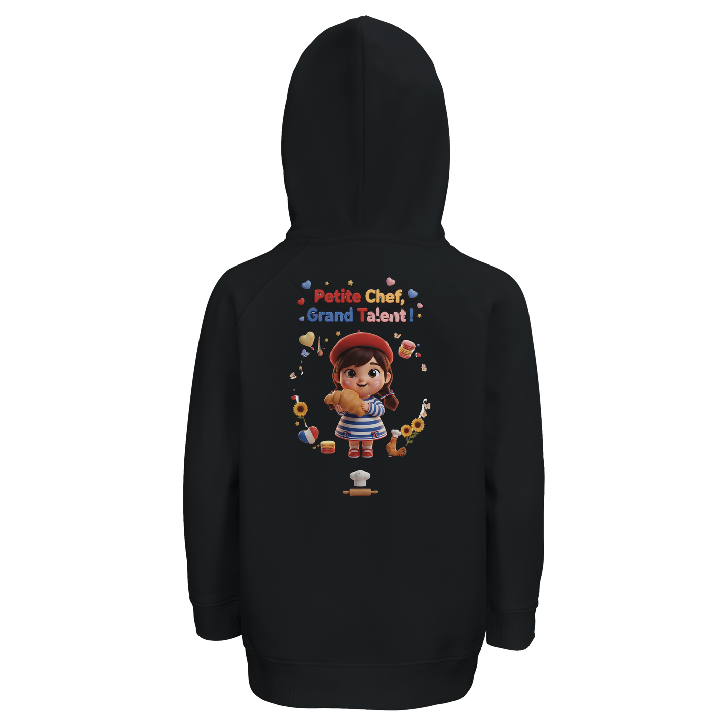 Sweat à capuche fille 'Petite Chef Grand Talent' - Coton Bio