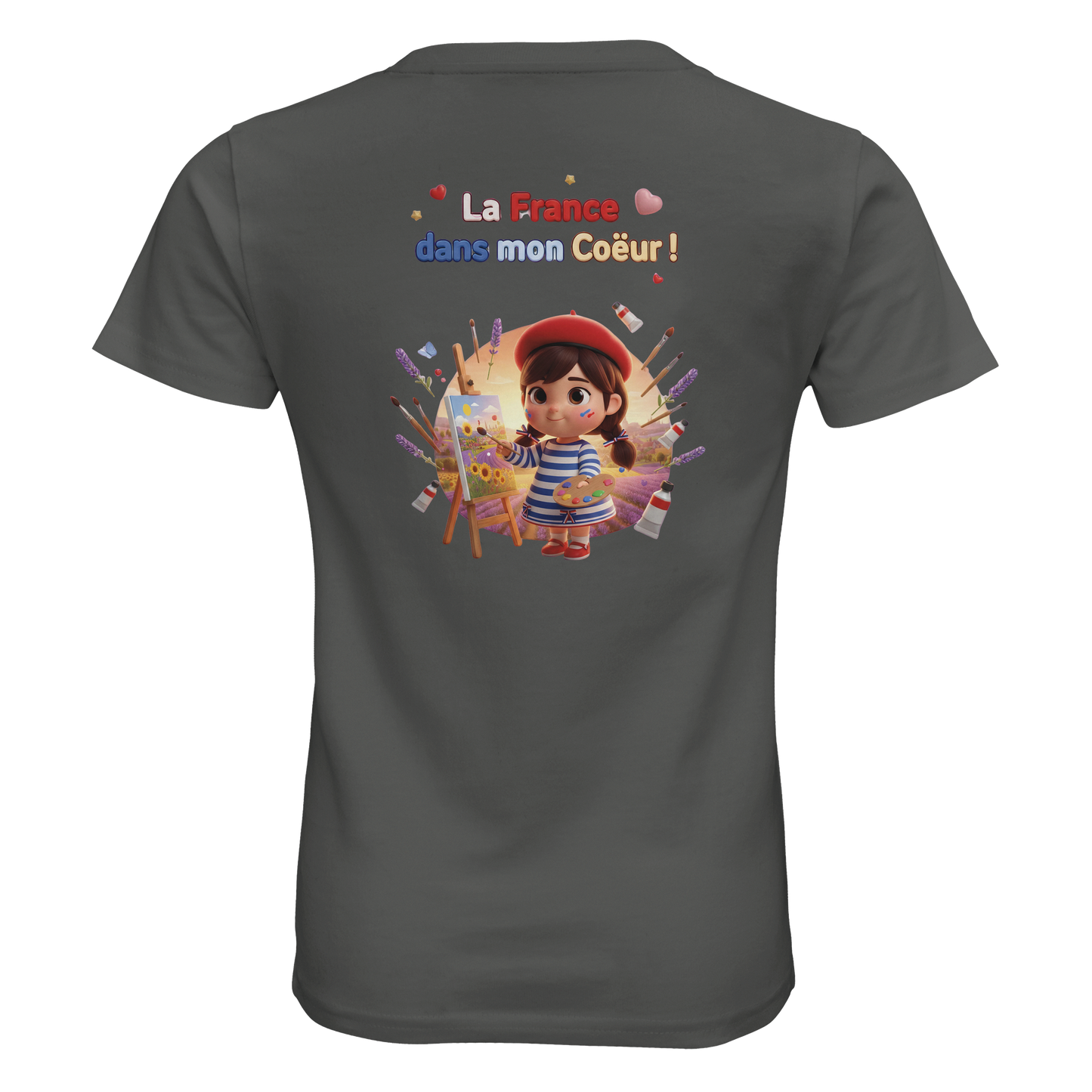 T-Shirt fille  La France Dans Mon Cœur – Coton Bio Premium
