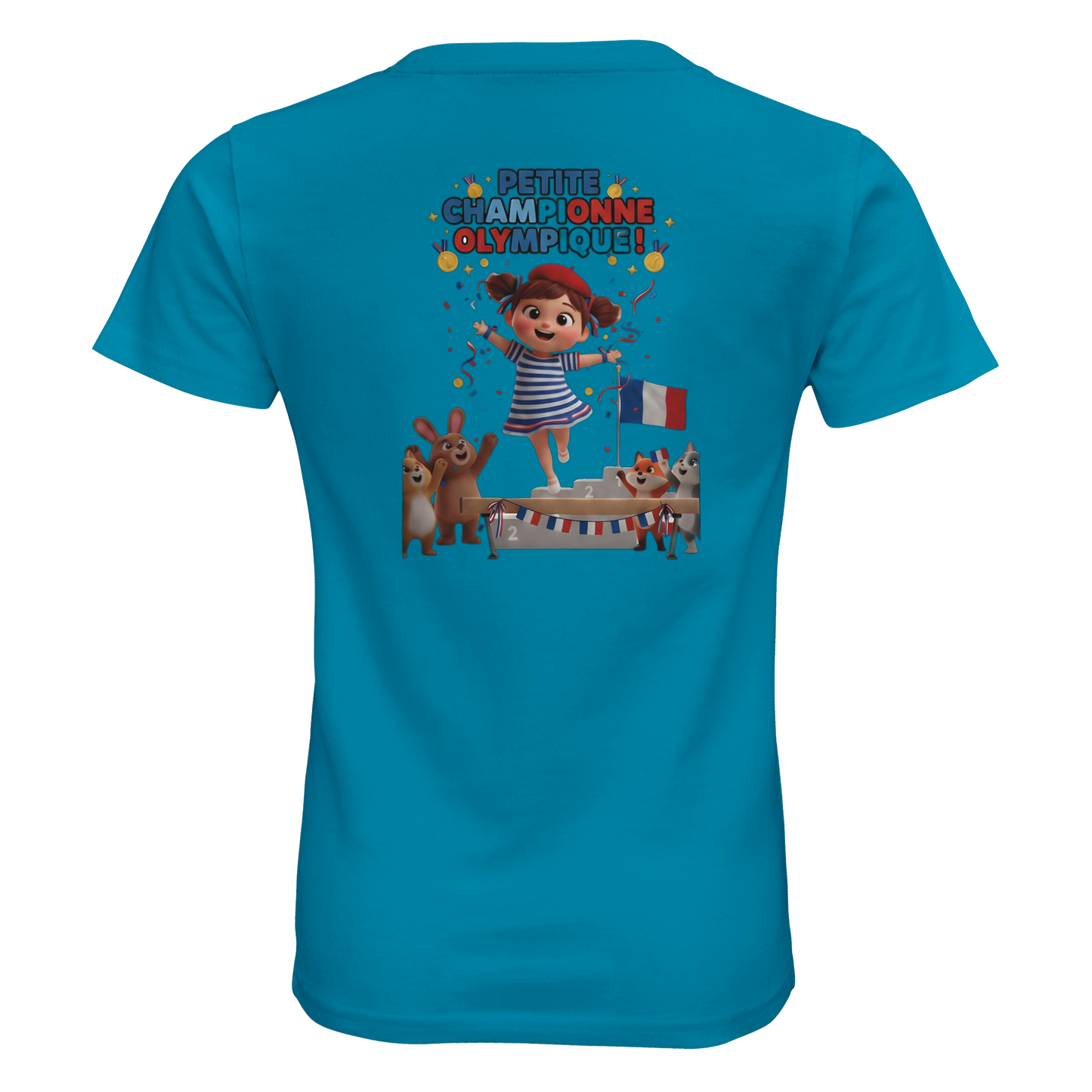T-Shirt Fille Petite Championne Olympique – Coton Bio Premium