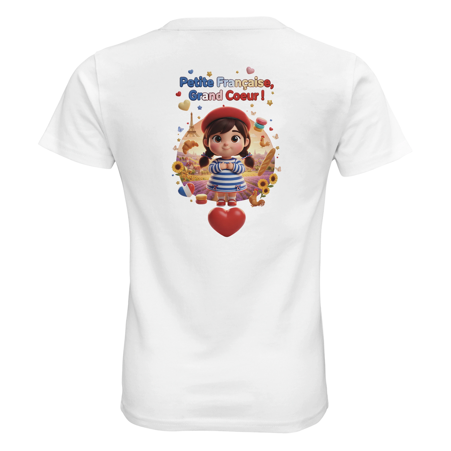 T-Shirt Fille Française au Grand Cœur – 100% Coton Bio
