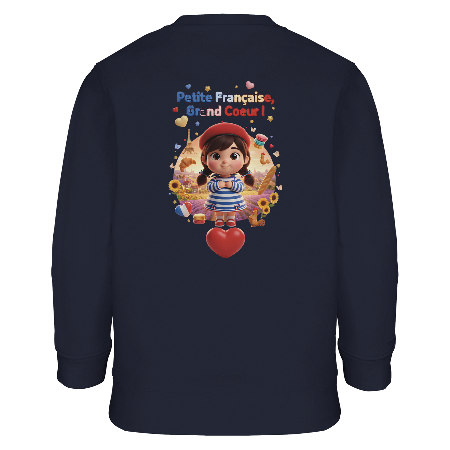 Sweat-shirt Fille 'Petite Française Grand Cœur' - Coton Bio & Recyclé
