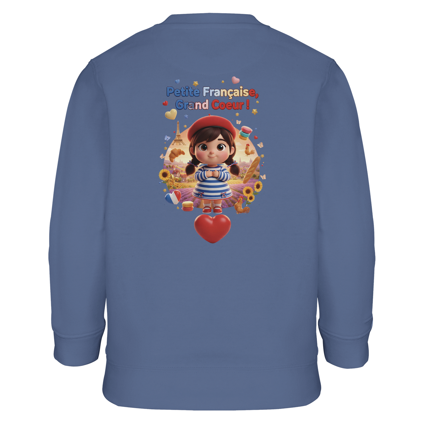 Sweat-shirt Fille 'Petite Française Grand Cœur' - Coton Bio & Recyclé