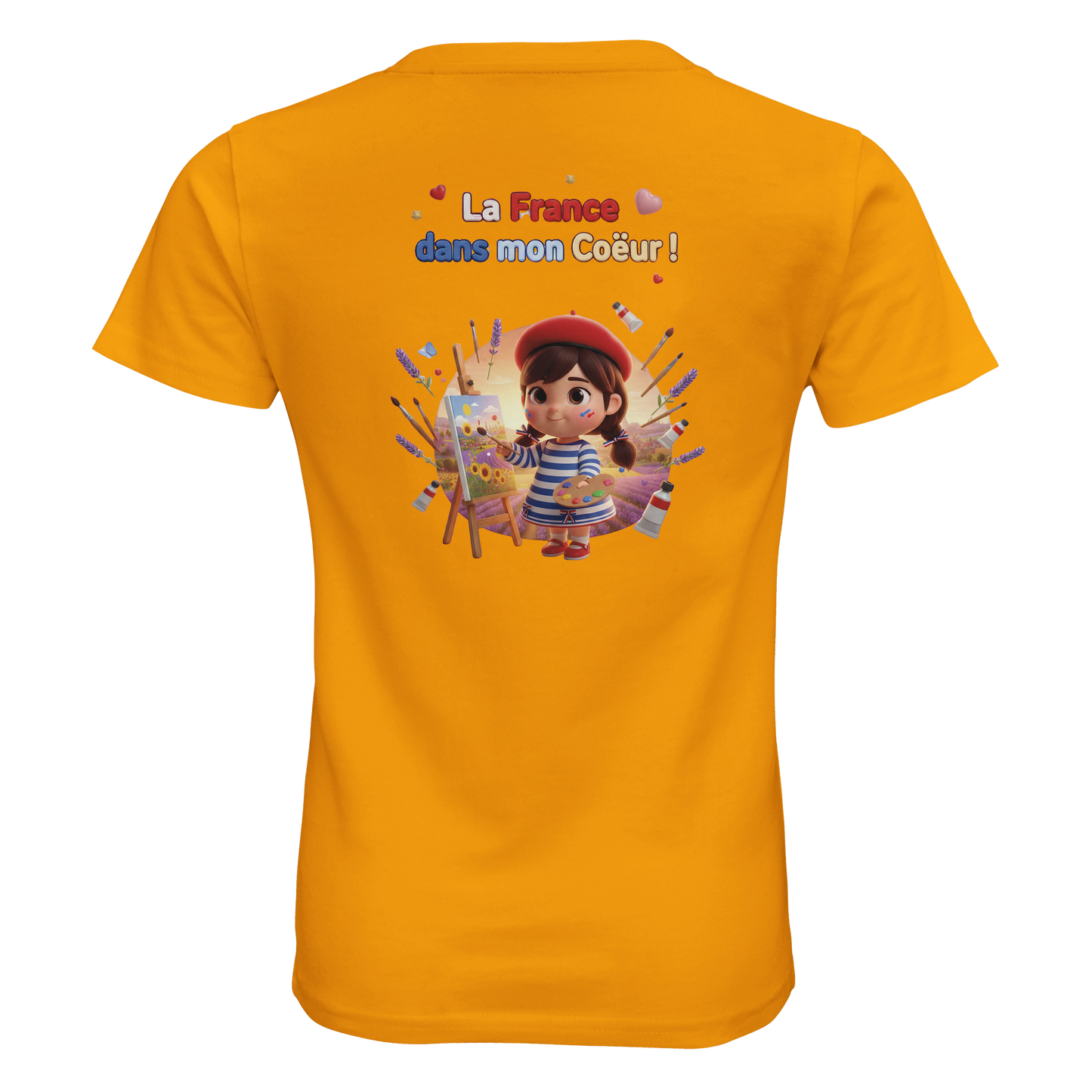 T-Shirt fille  La France Dans Mon Cœur – Coton Bio Premium