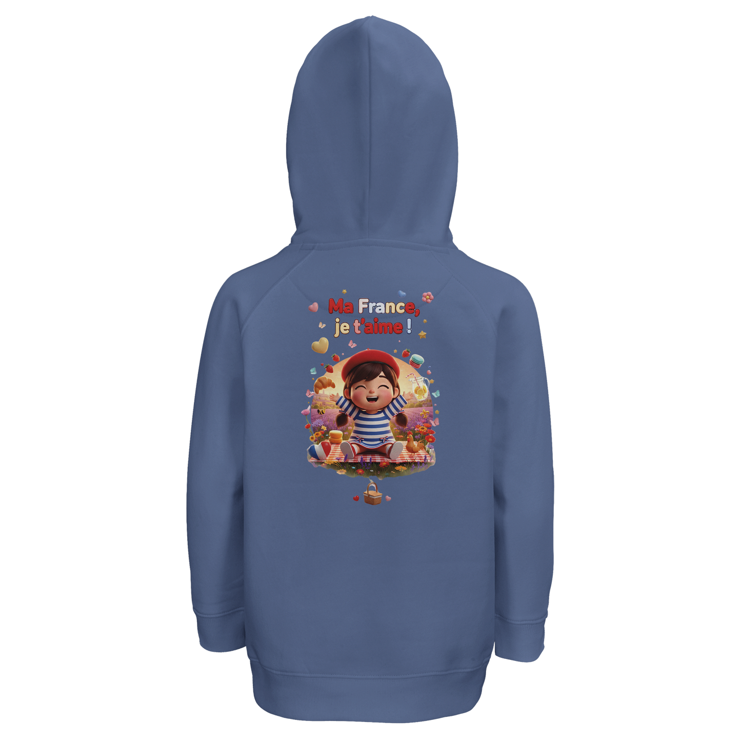 Sweat à capuche fille- Collection France "Ma France je t'aime" - Coton Bio