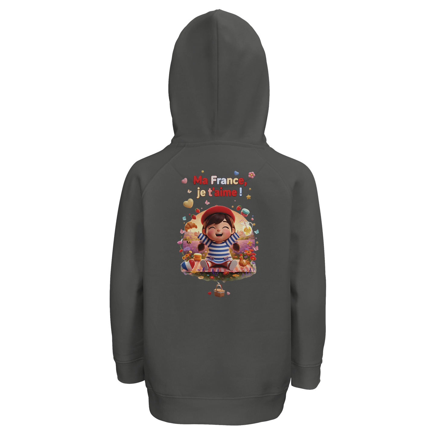 Sweat à capuche fille- Collection France "Ma France je t'aime" - Coton Bio
