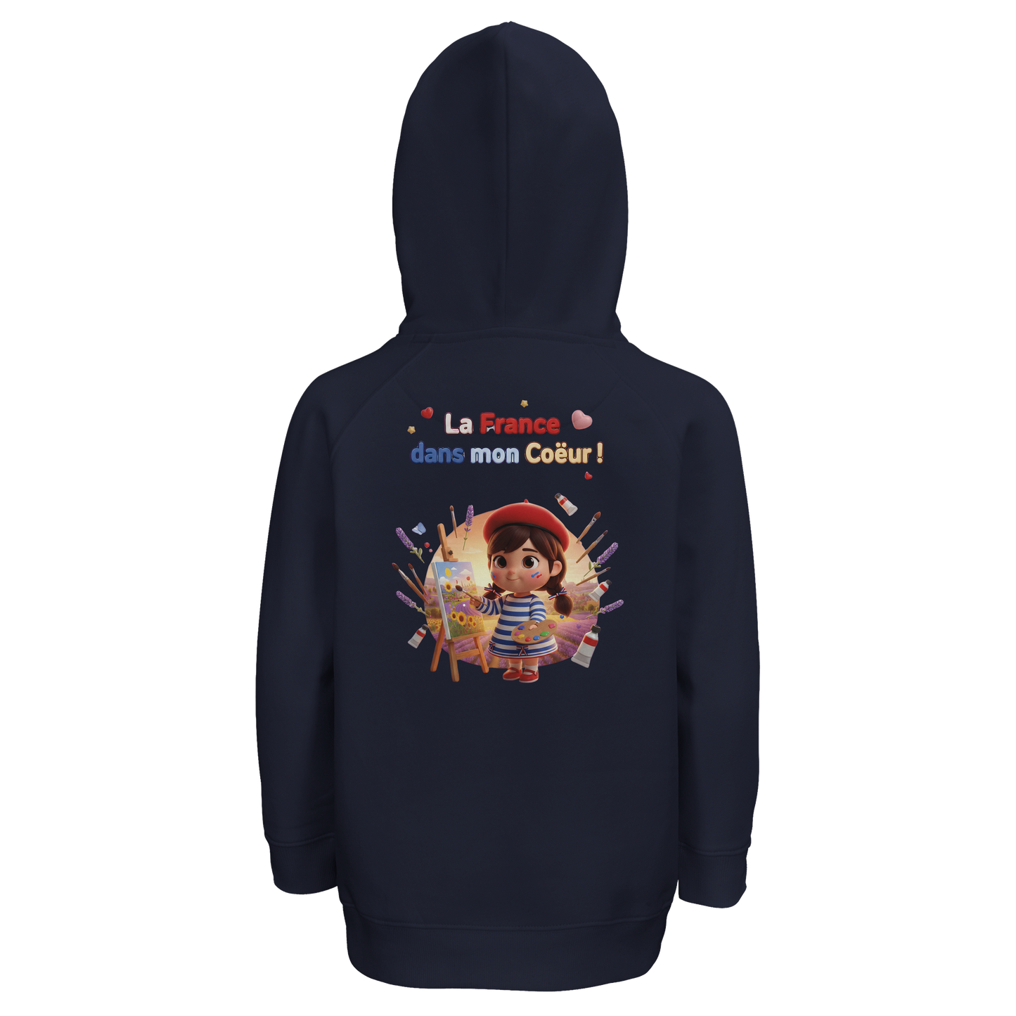 Sweat à Capuche fille- Design La France dans mon Cœur - Coton Bio