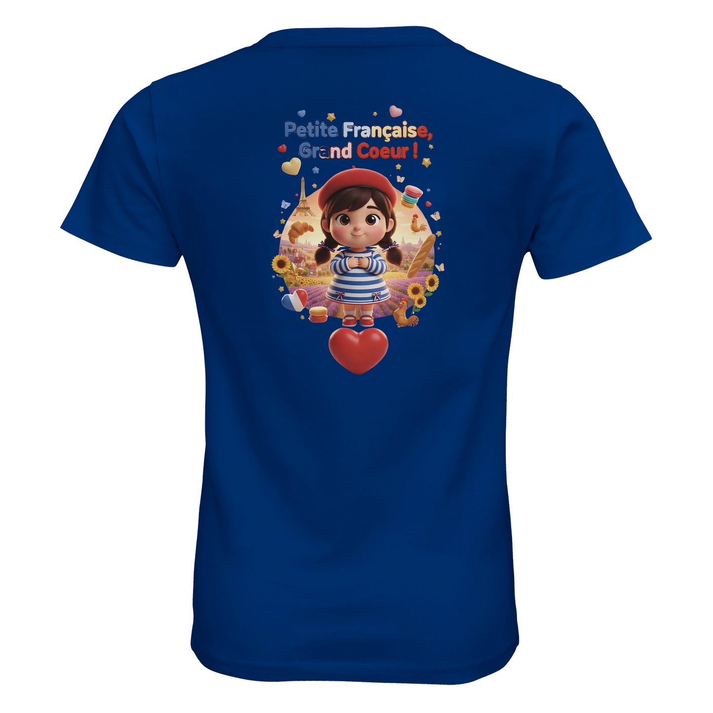 T-Shirt Fille Française au Grand Cœur – 100% Coton Bio