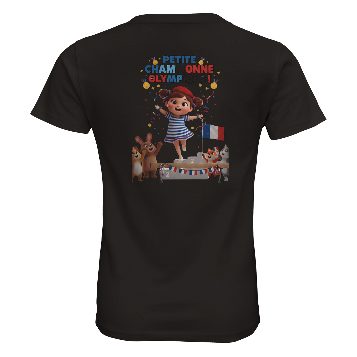 T-Shirt Fille Petite Championne Olympique – Coton Bio Premium