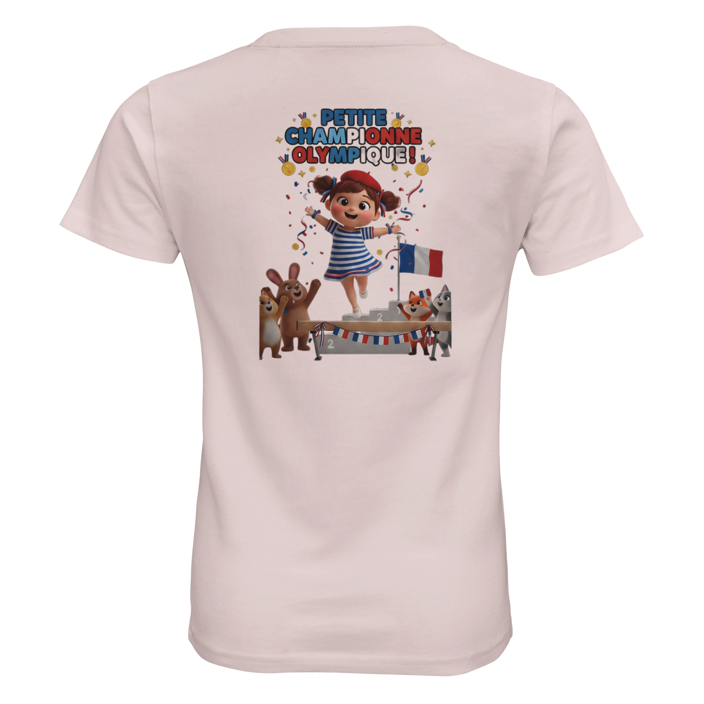T-Shirt Fille Petite Championne Olympique – Coton Bio Premium