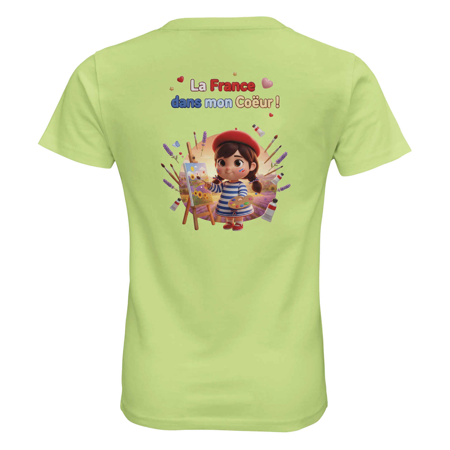 T-Shirt fille  La France Dans Mon Cœur – Coton Bio Premium