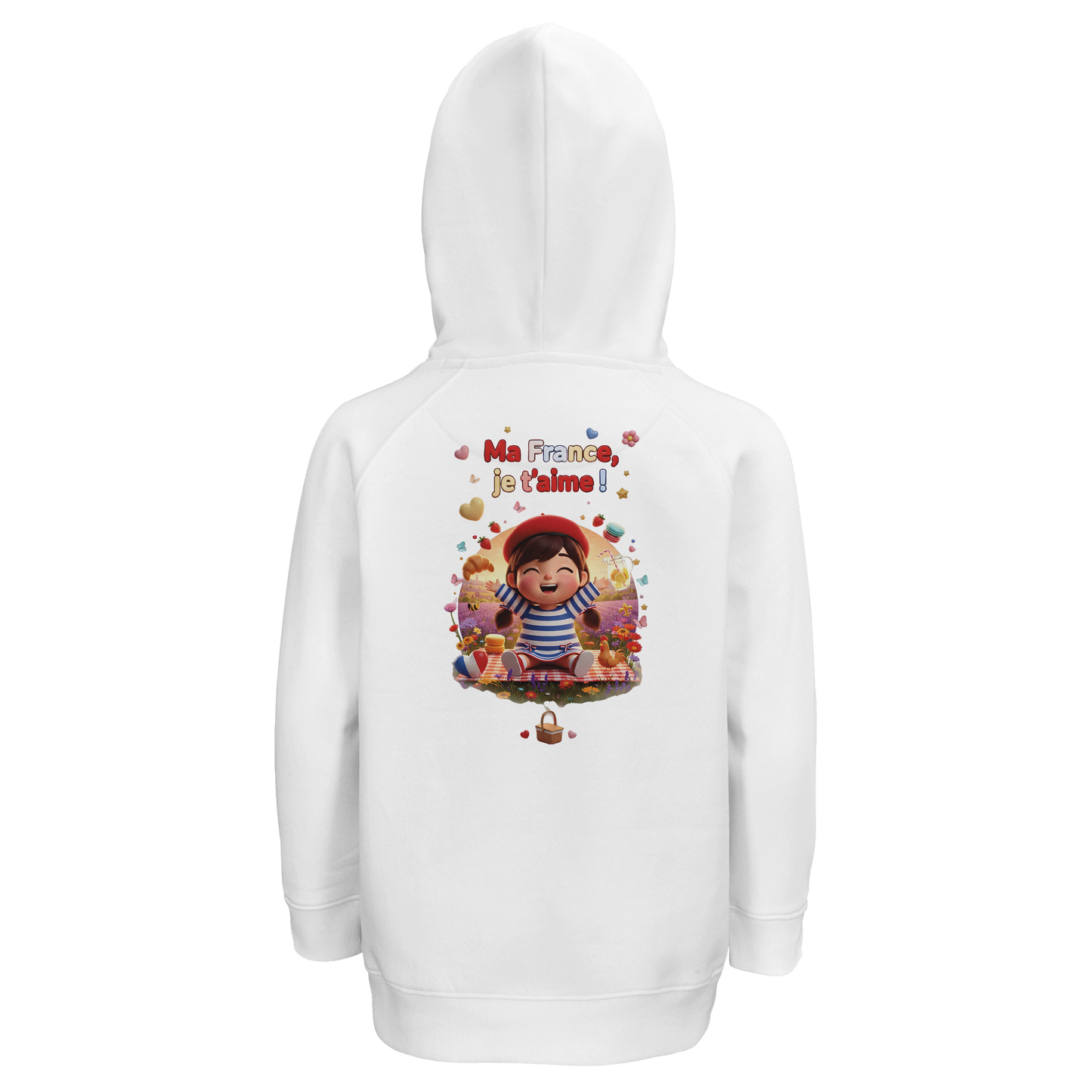Sweat à capuche fille- Collection France "Ma France je t'aime" - Coton Bio