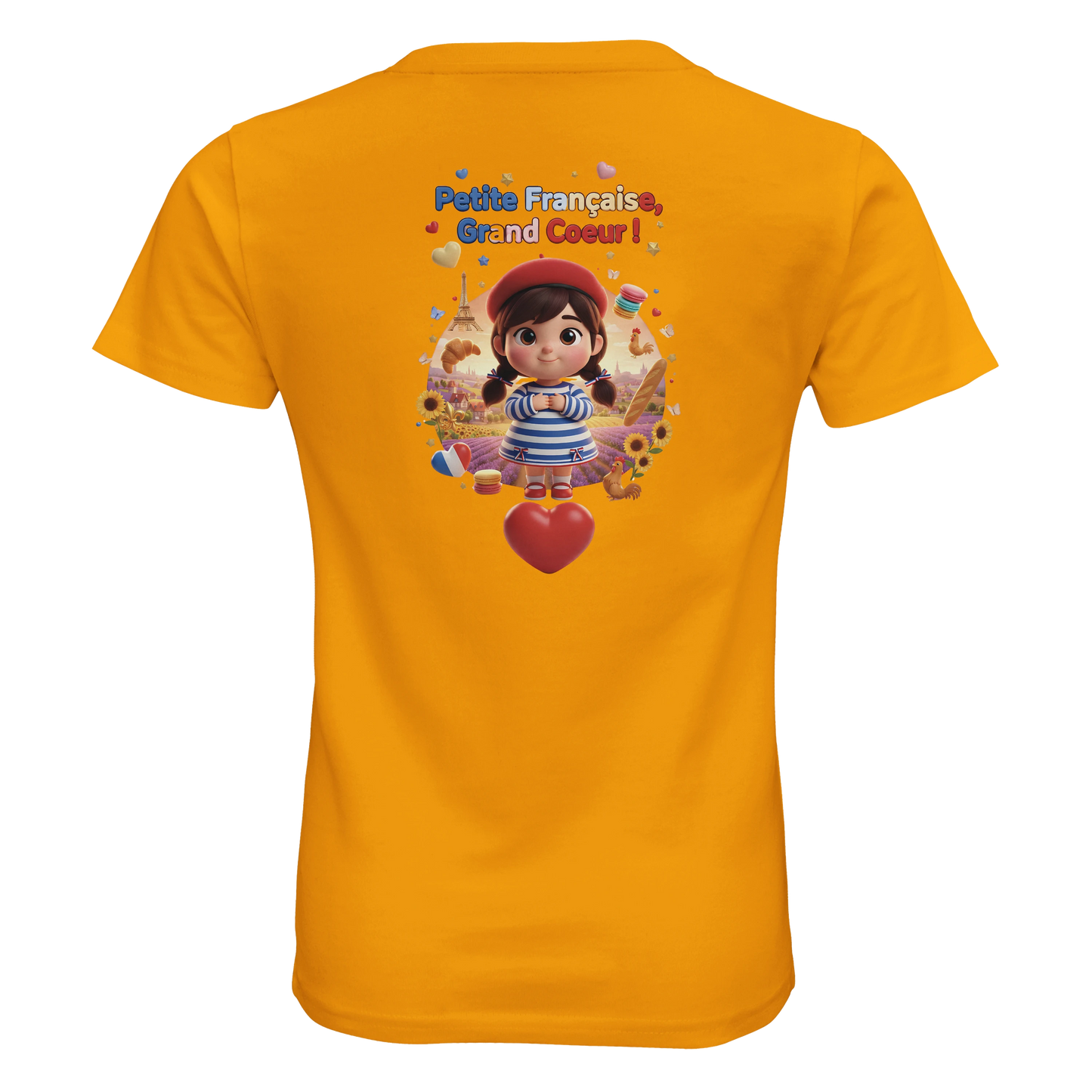 T-Shirt Fille Française au Grand Cœur – 100% Coton Bio