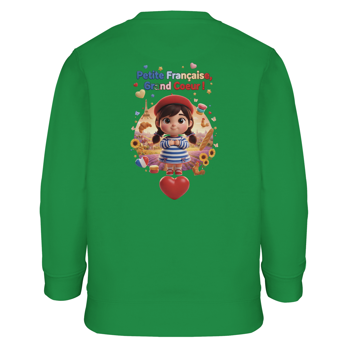 Sweat-shirt Fille 'Petite Française Grand Cœur' - Coton Bio & Recyclé