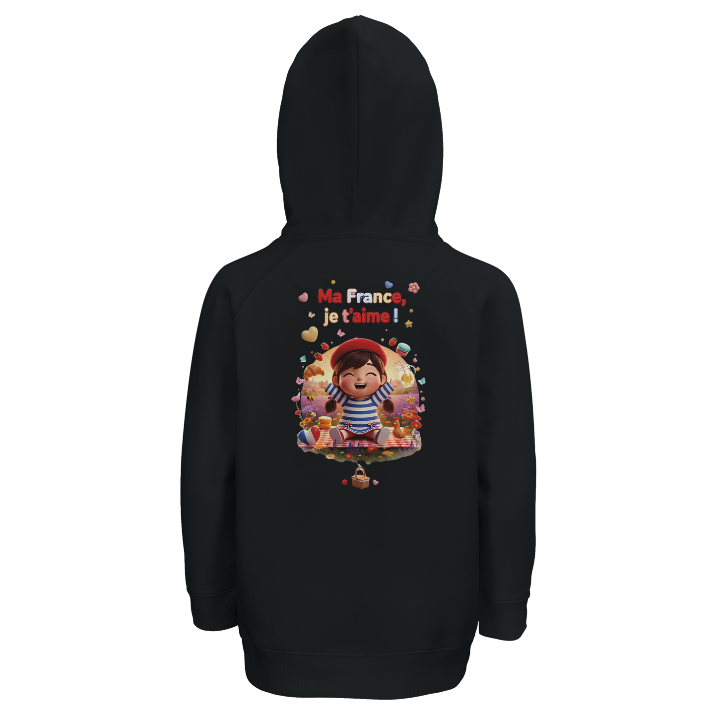 Sweat à capuche fille- Collection France "Ma France je t'aime" - Coton Bio