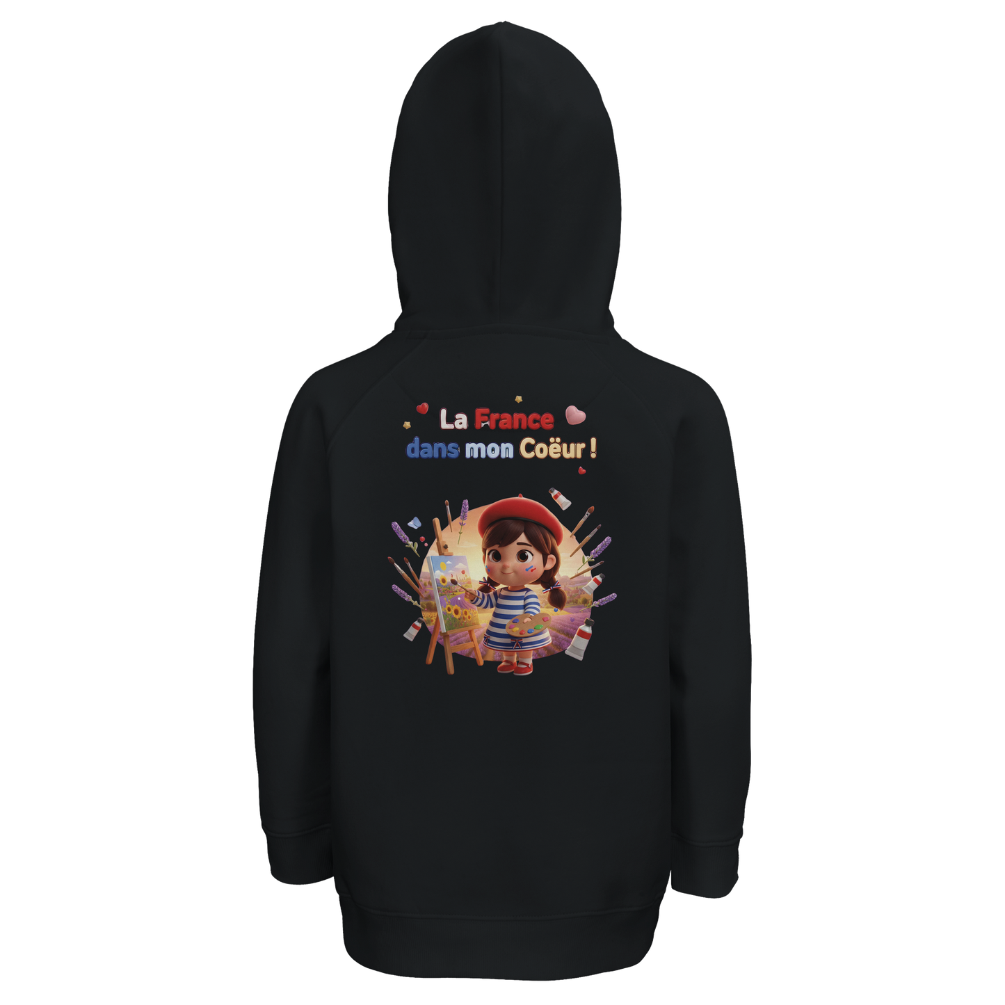Sweat à Capuche fille- Design La France dans mon Cœur - Coton Bio