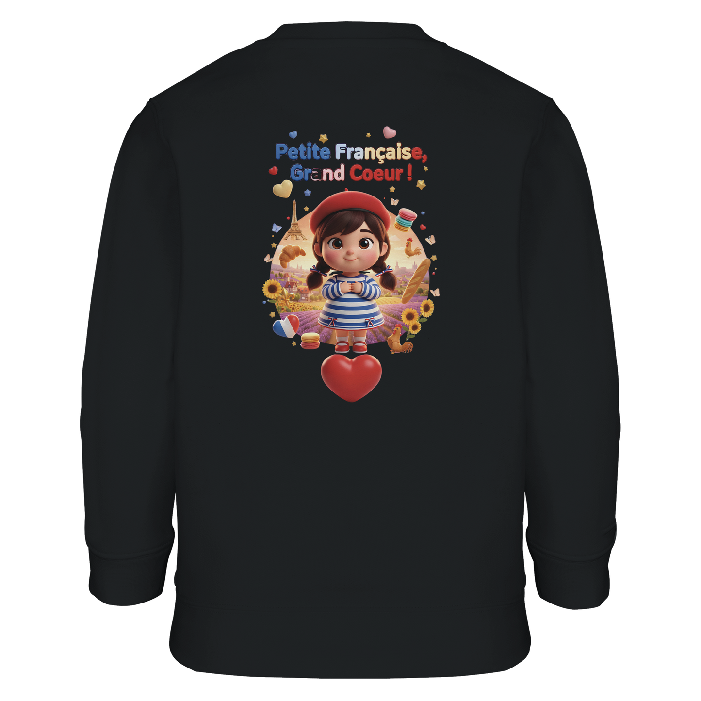 Sweat-shirt Fille 'Petite Française Grand Cœur' - Coton Bio & Recyclé