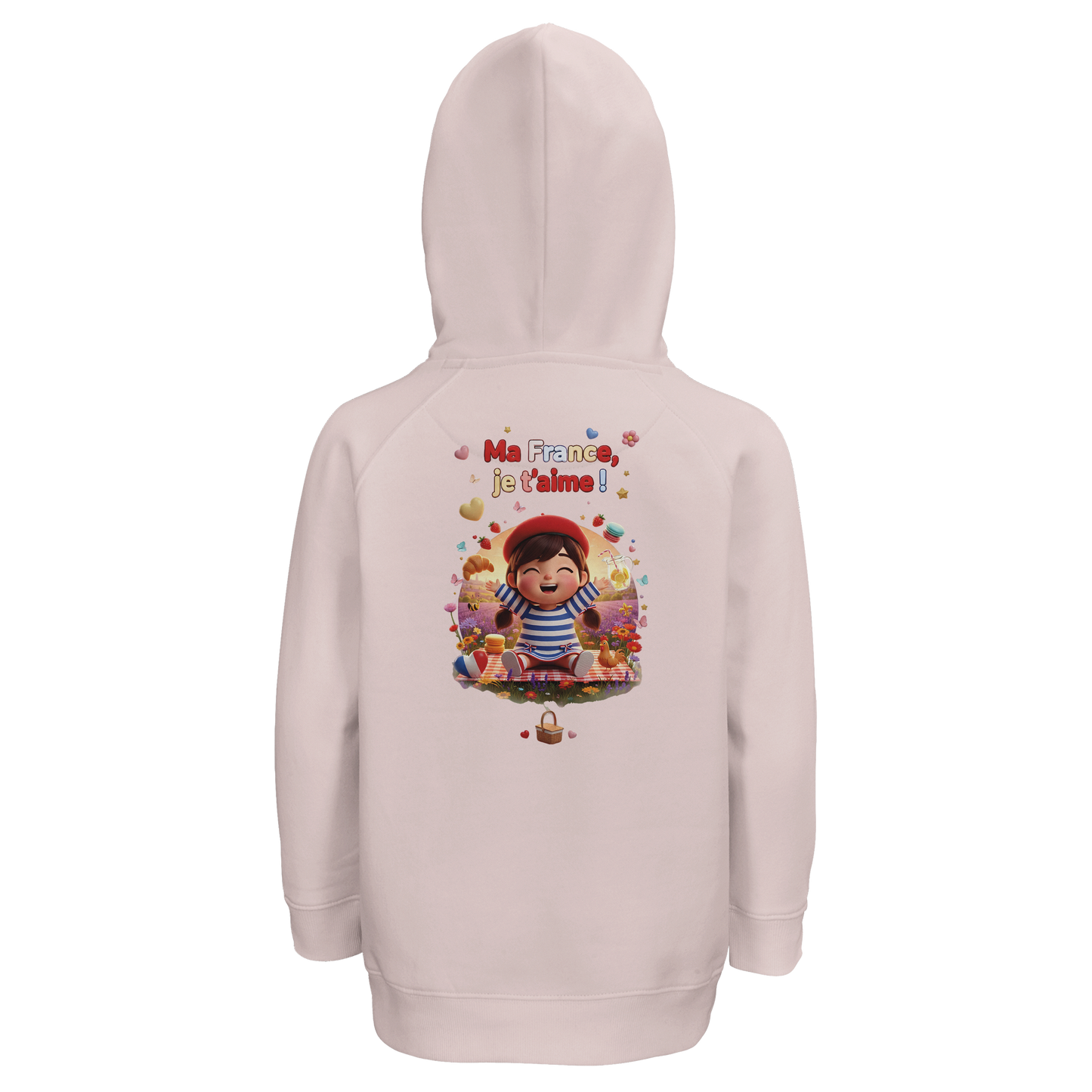 Sweat à capuche fille- Collection France "Ma France je t'aime" - Coton Bio