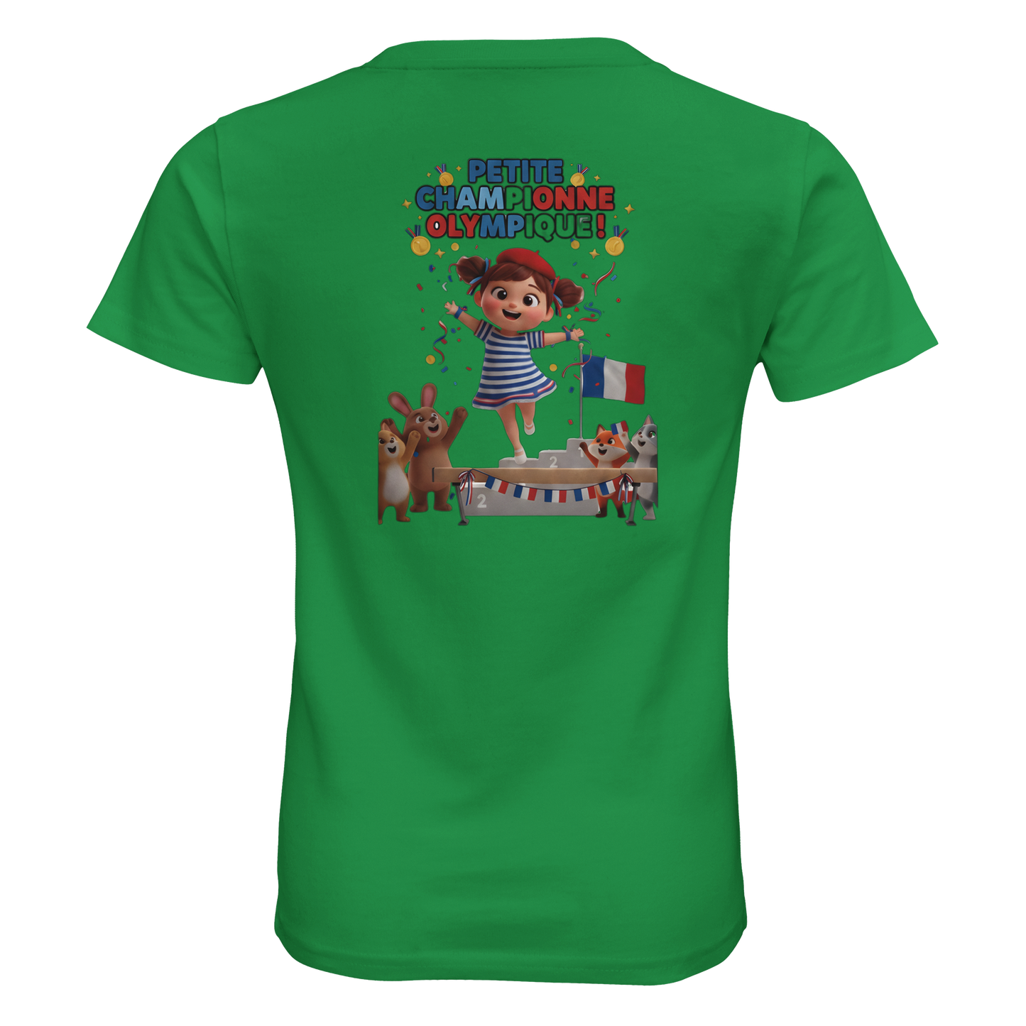 T-Shirt Fille Petite Championne Olympique – Coton Bio Premium