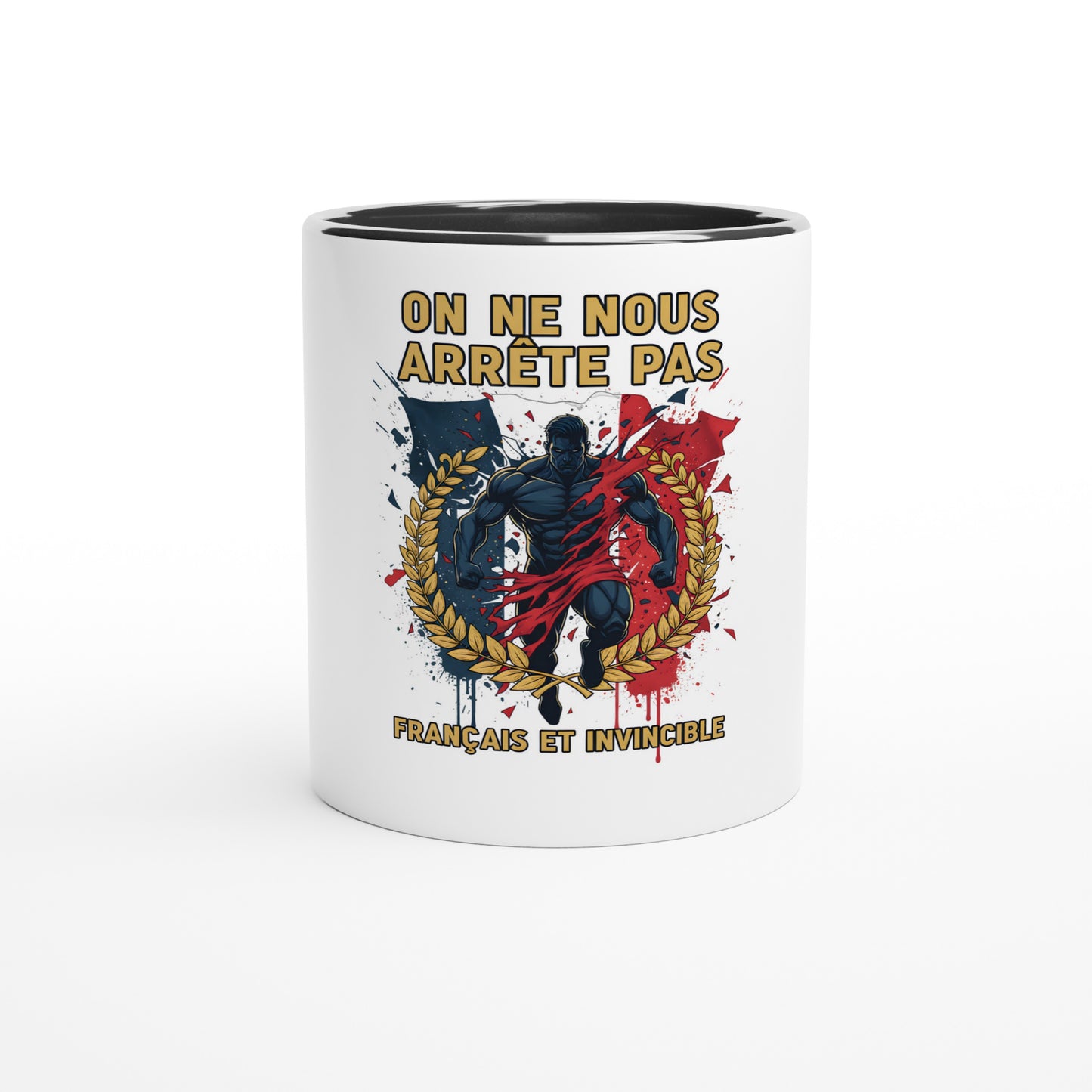 Mug en céramique on nous arrête pas  blanche 325 ml (11 oz) avec intérieur coloré