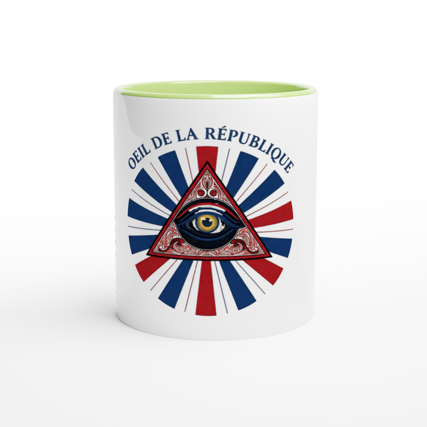 Mug en céramique œil de la république   blanche 325 ml (11 oz) avec intérieur coloré