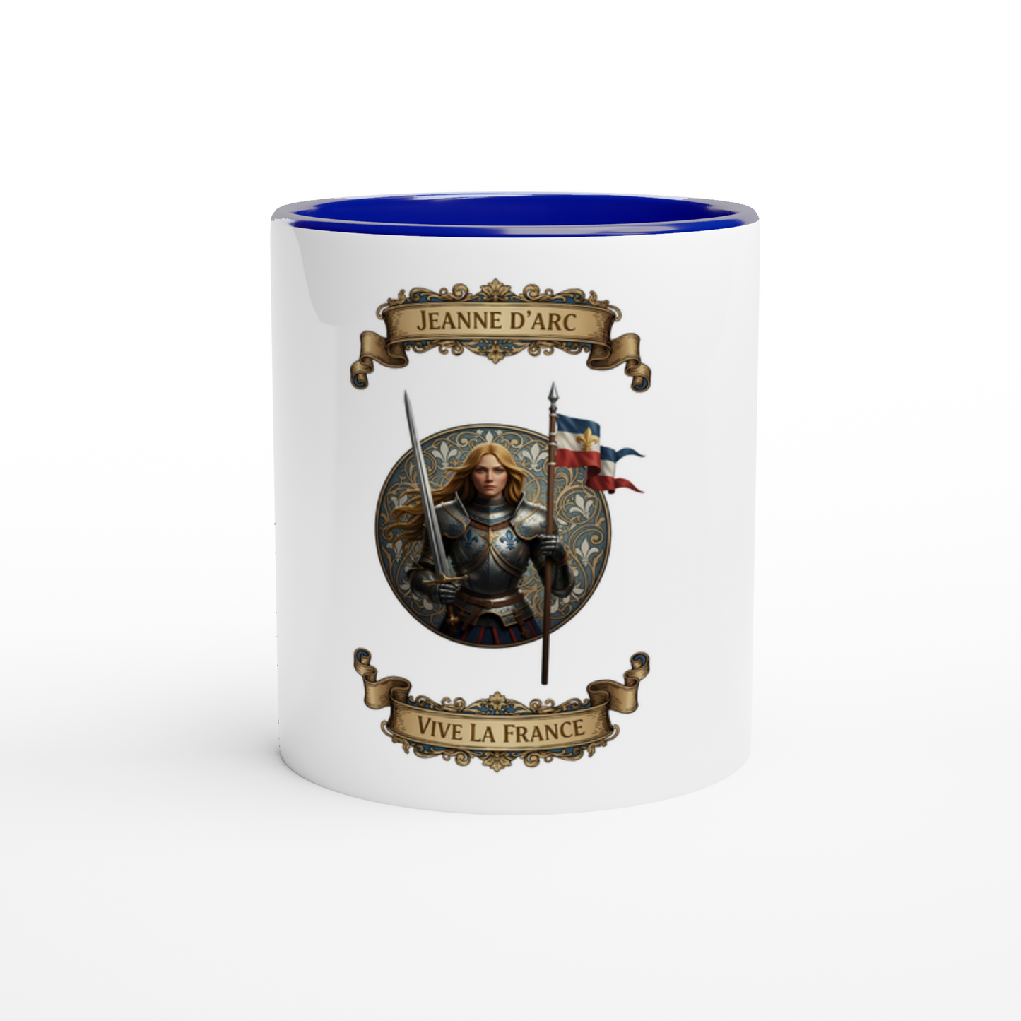 Mug en céramique  jeanne d'arc blanche 325 ml (11 oz) avec intérieur coloré