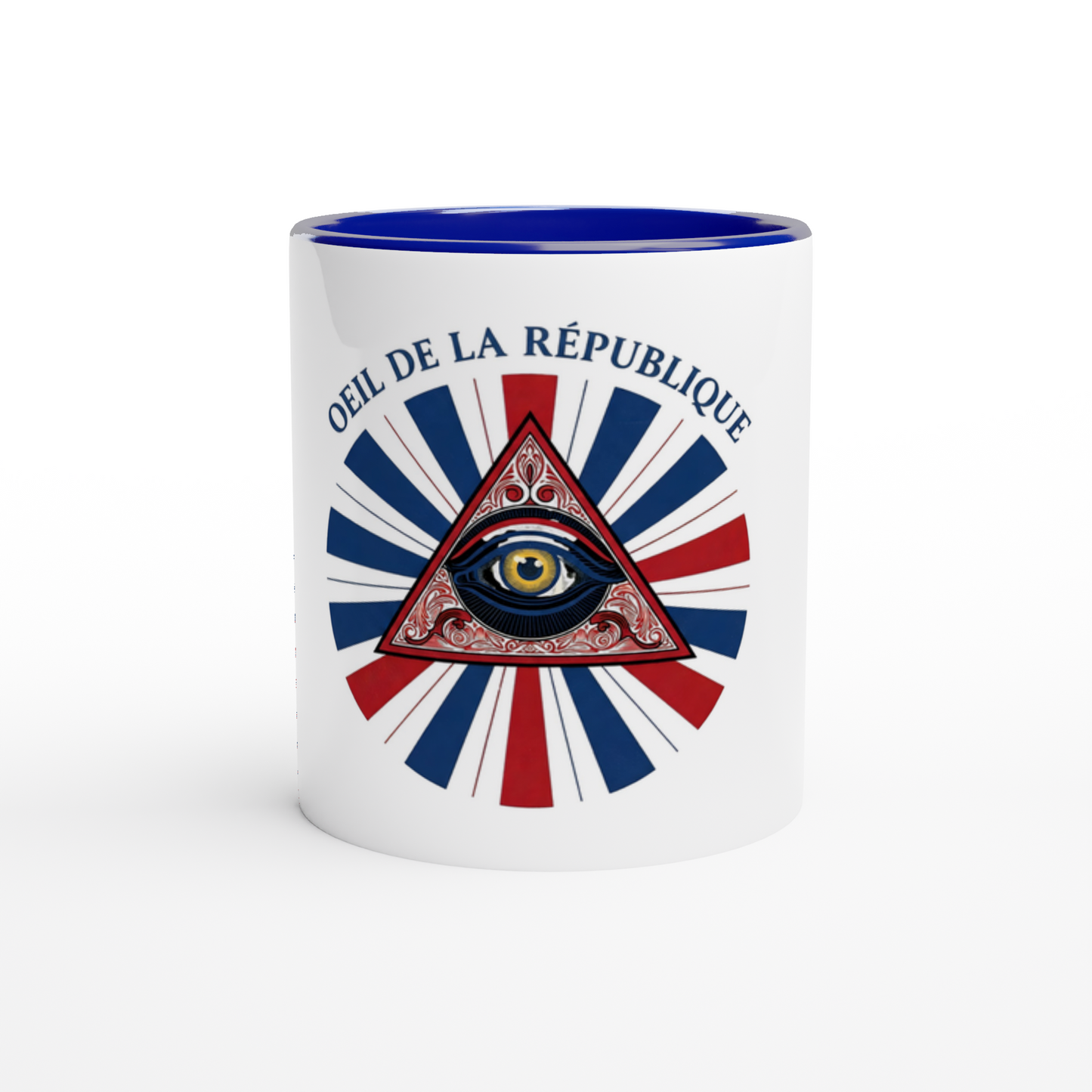 Mug en céramique œil de la république   blanche 325 ml (11 oz) avec intérieur coloré