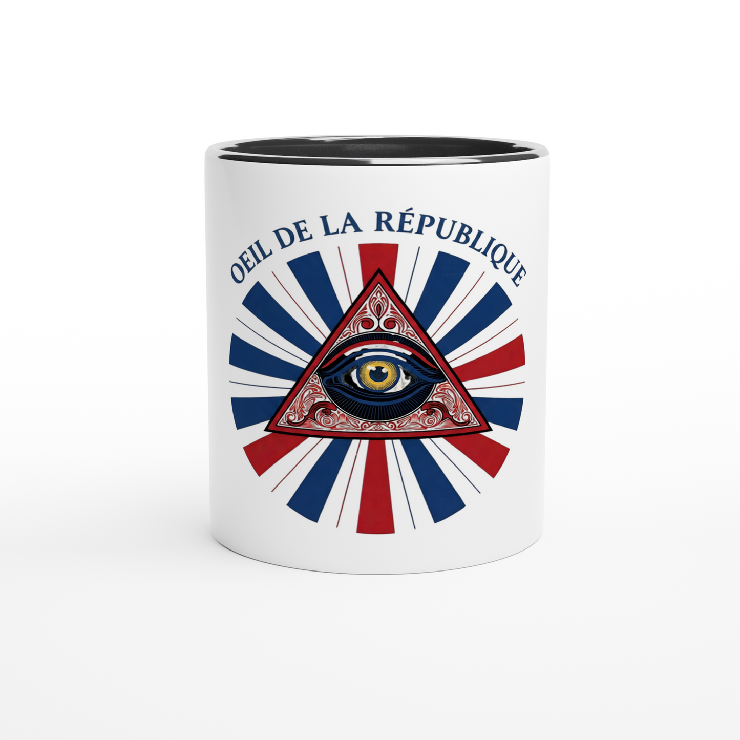 Mug en céramique œil de la république   blanche 325 ml (11 oz) avec intérieur coloré
