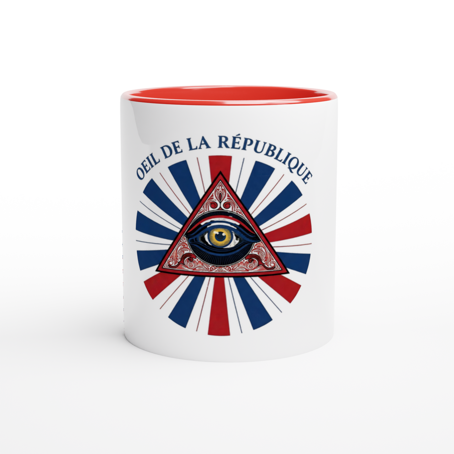 Mug en céramique œil de la république   blanche 325 ml (11 oz) avec intérieur coloré