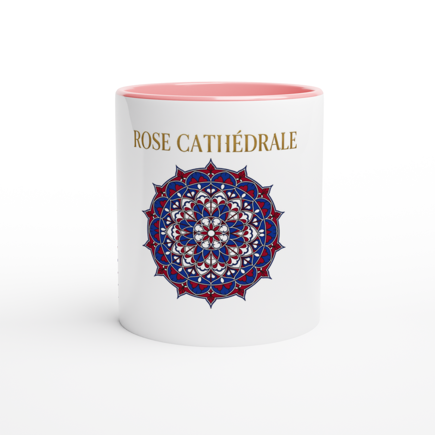 Mug en céramique rose cathédrale  blanche 325 ml (11 oz) avec intérieur coloré