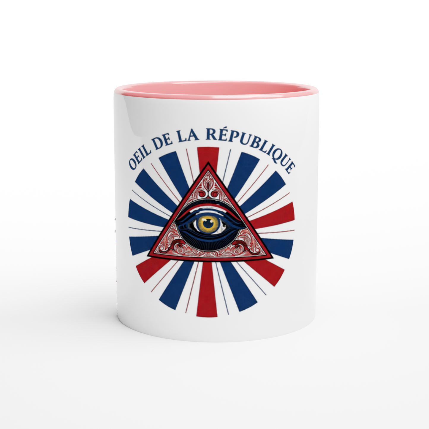Mug en céramique œil de la république   blanche 325 ml (11 oz) avec intérieur coloré