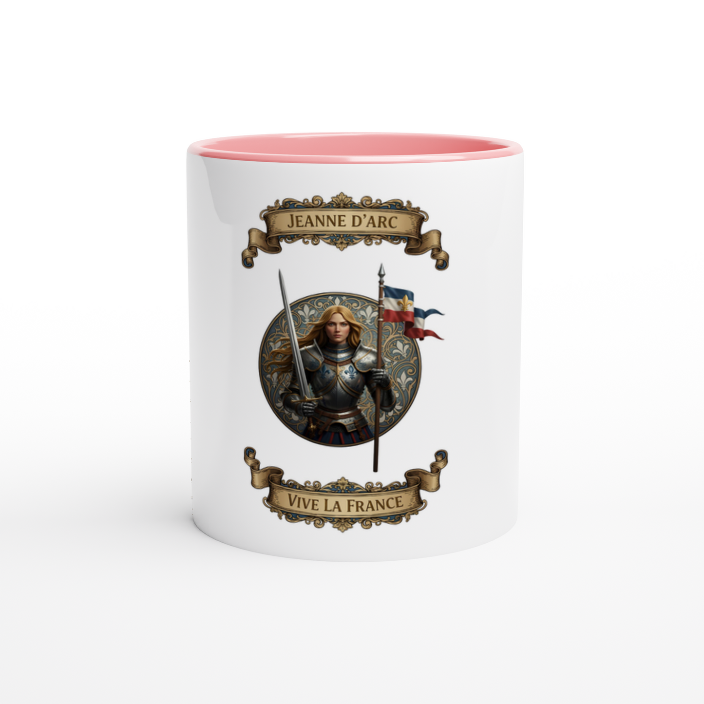 Mug en céramique  jeanne d'arc blanche 325 ml (11 oz) avec intérieur coloré