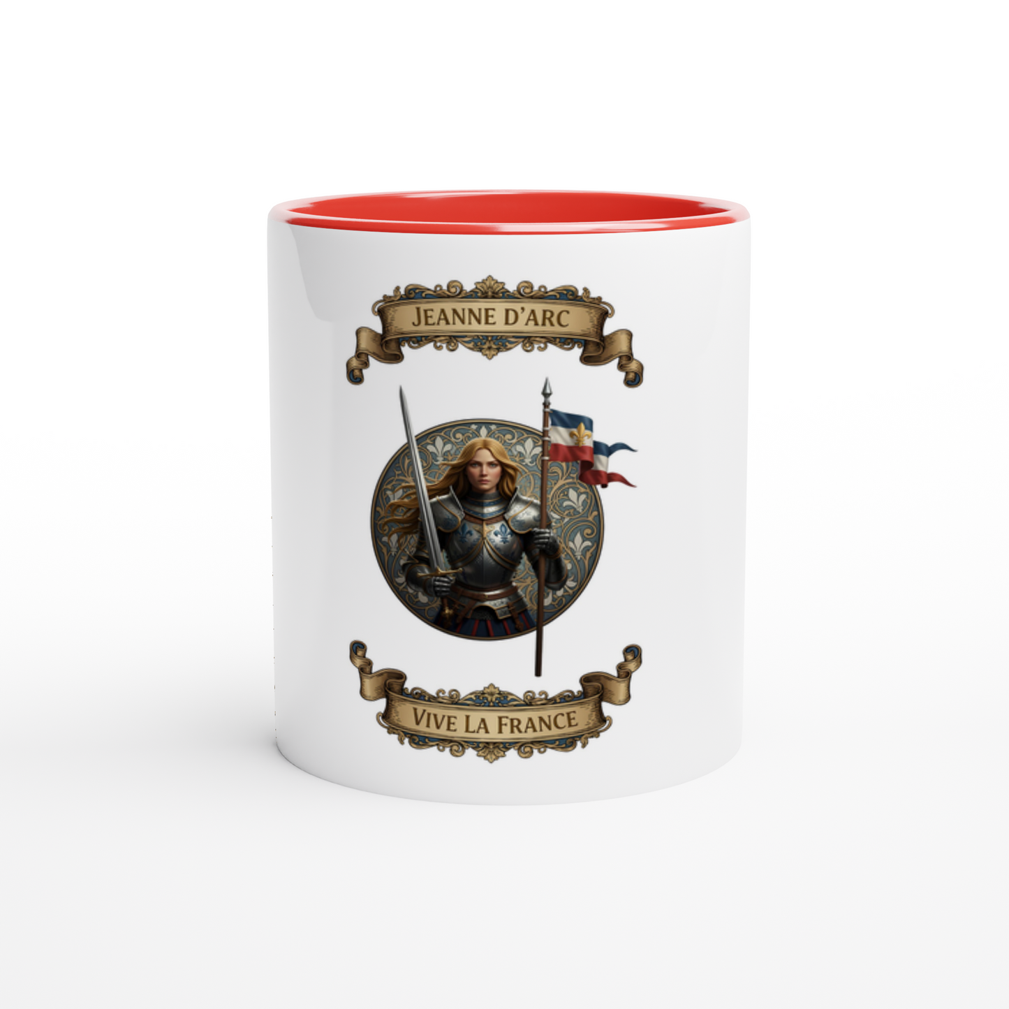 Mug en céramique  jeanne d'arc blanche 325 ml (11 oz) avec intérieur coloré
