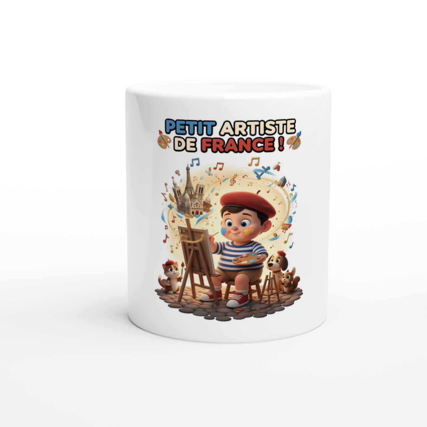White 11oz Ceramic Mug garçon petit artiste de France