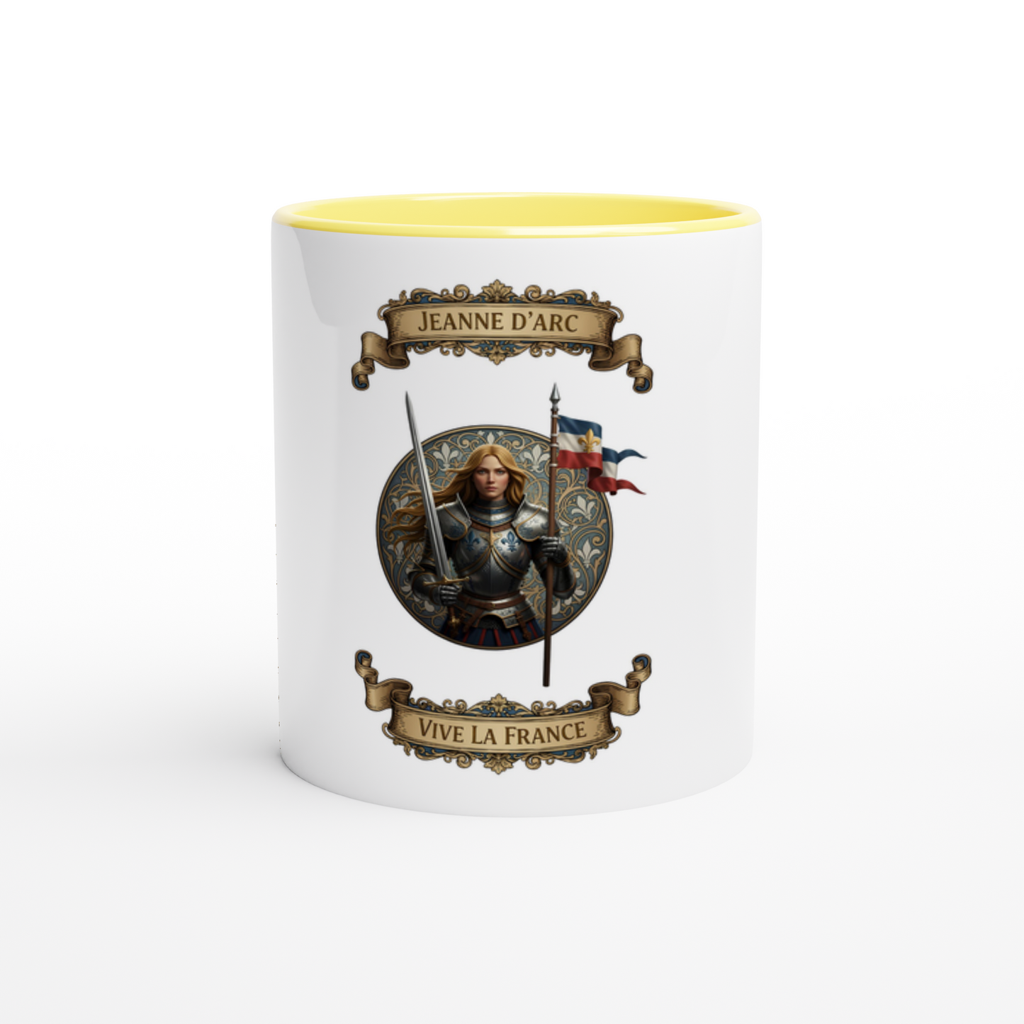 Mug en céramique  jeanne d'arc blanche 325 ml (11 oz) avec intérieur coloré
