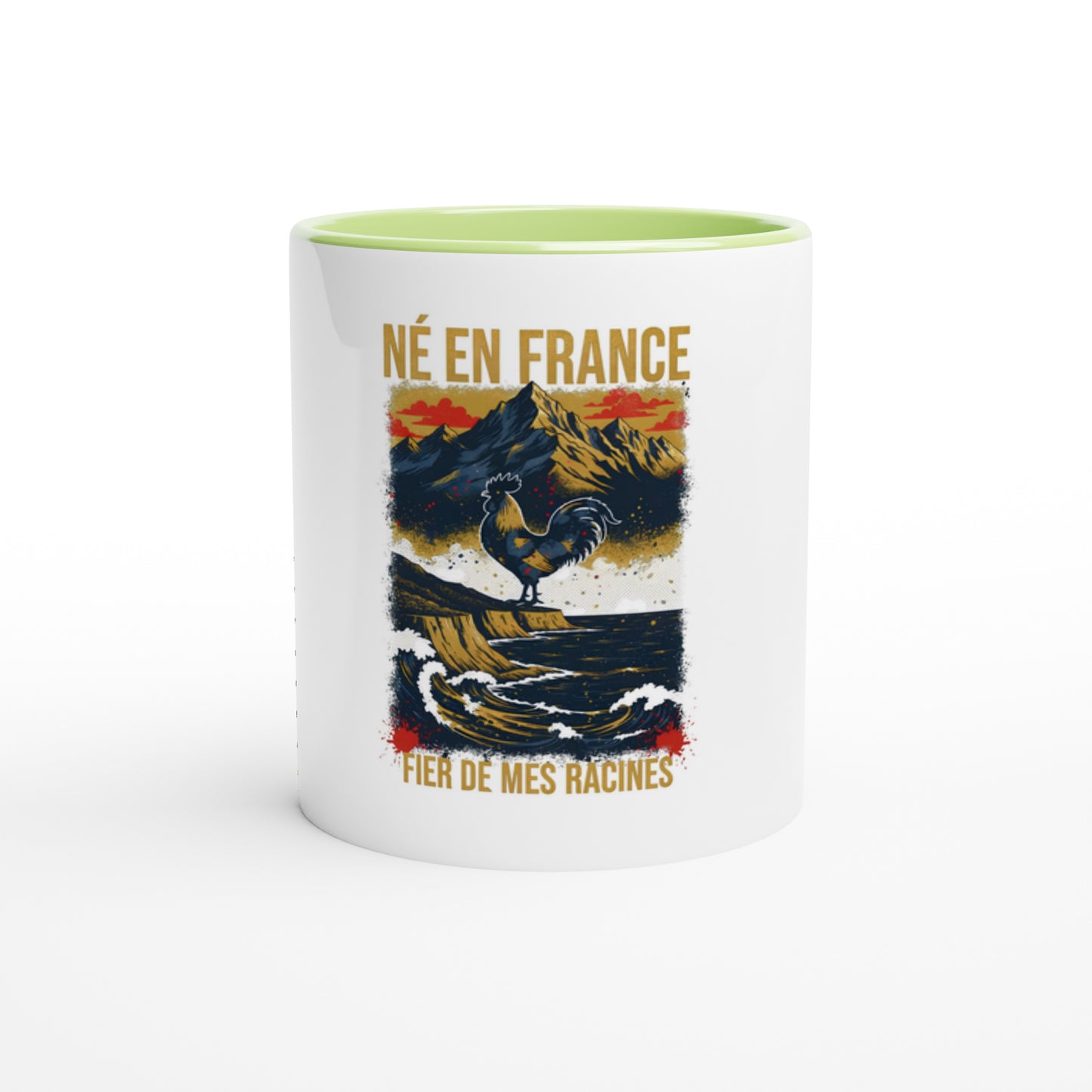 Mug en céramique  né en France  blanche  325 ml (11 oz) avec intérieur coloré