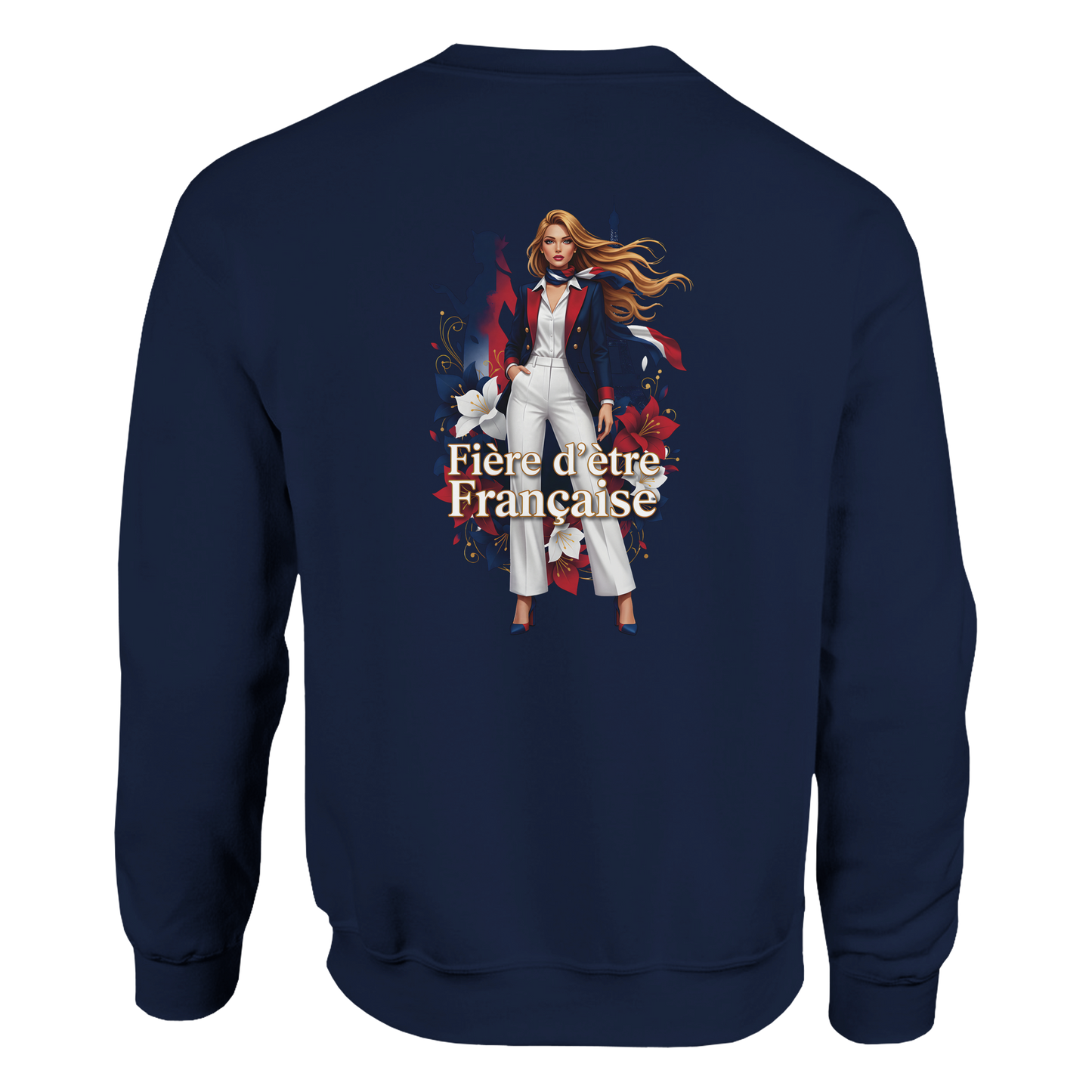 Sweat-shirt Femme Fière d'être Française - Coupe Classique Premium