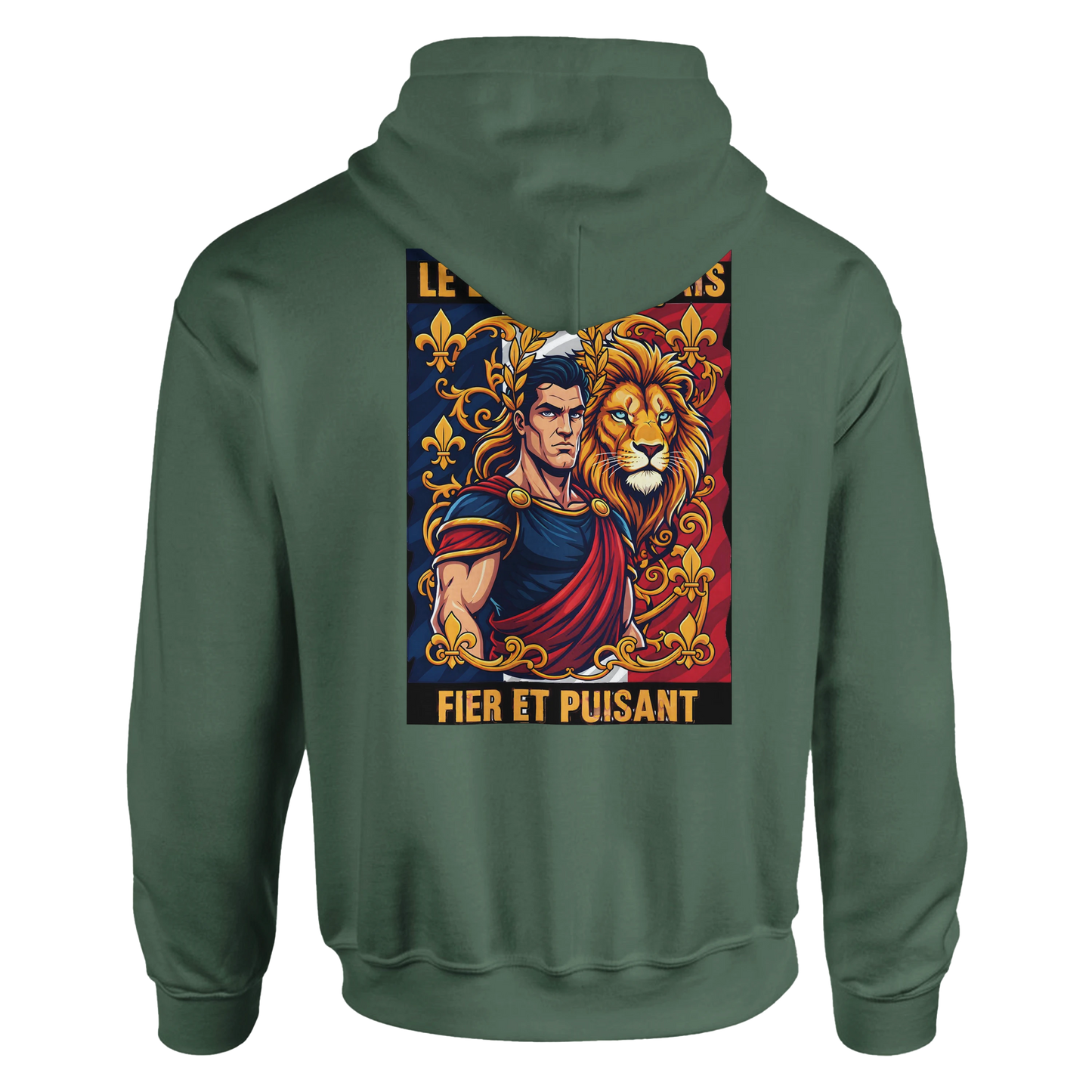 Sweat à capuche homme motif Lion Fort – Hoodie épais et confortable