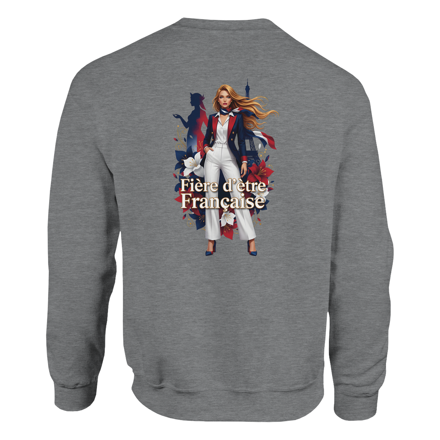 Sweat-shirt Femme Fière d'être Française - Coupe Classique Premium