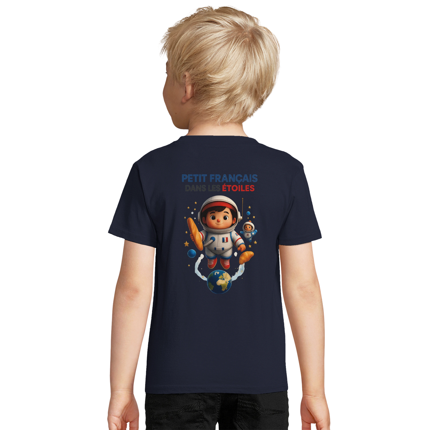 T-shirt garçon Petit Français Dans les Étoiles – 100% Coton Bio