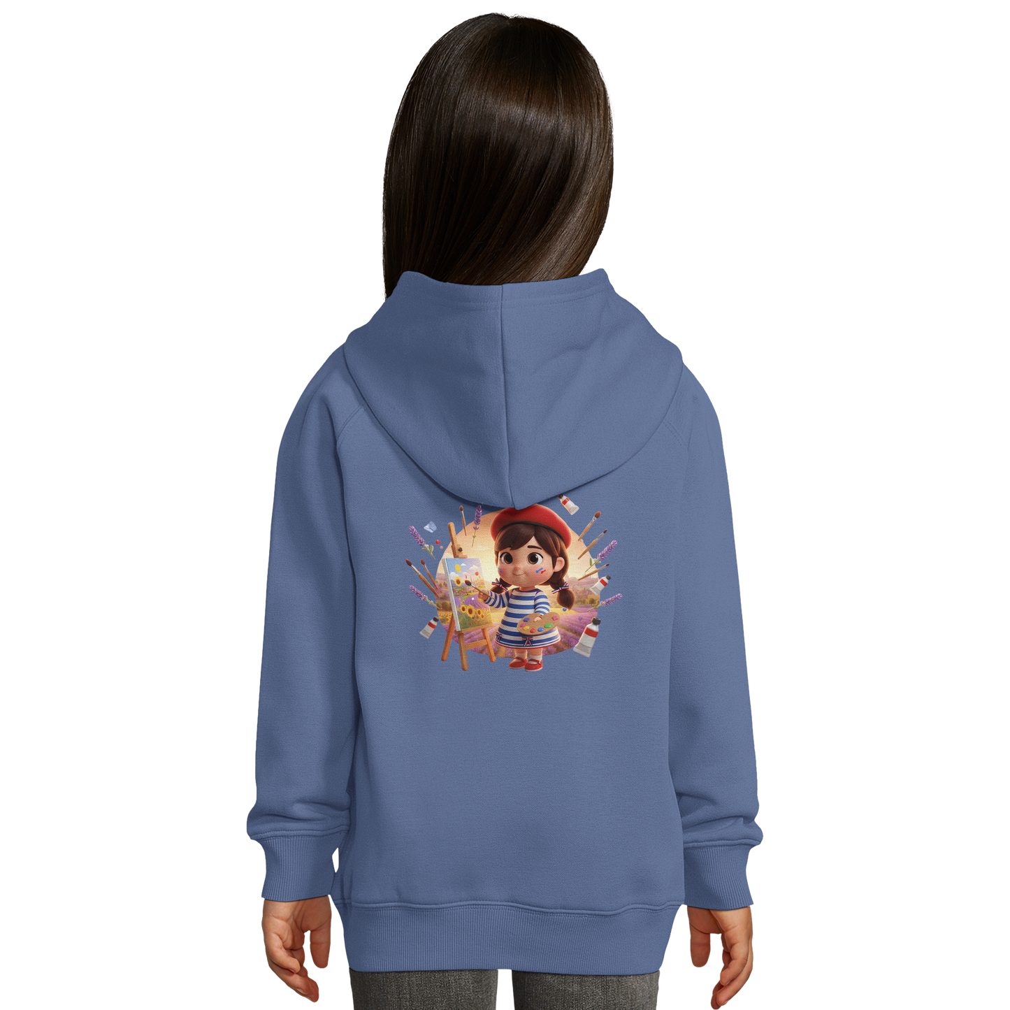 Sweat à Capuche fille- Design La France dans mon Cœur - Coton Bio