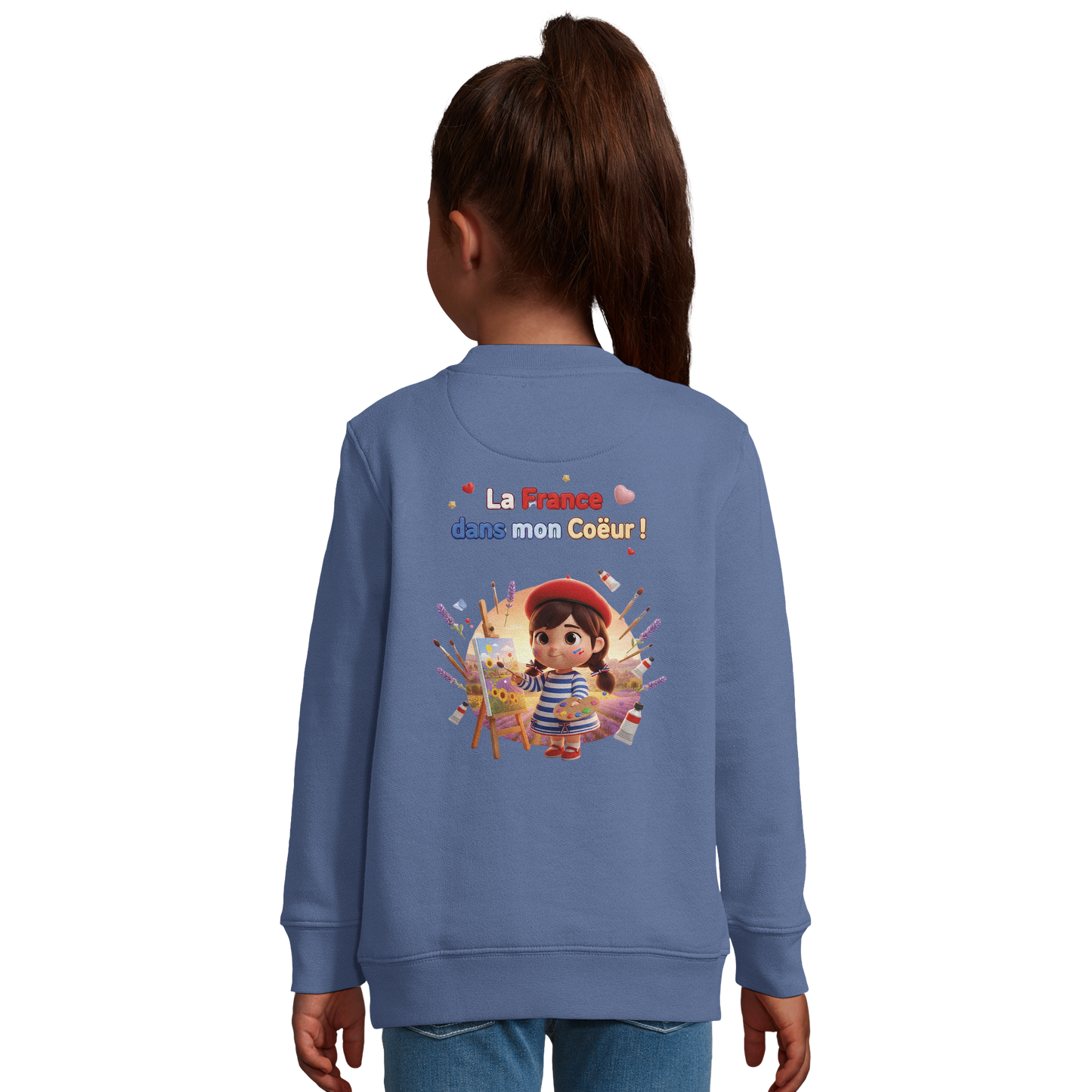 Sweat-shirt Fille 'La France dans mon Cœur' - Sweat Confortable Éco-Responsable