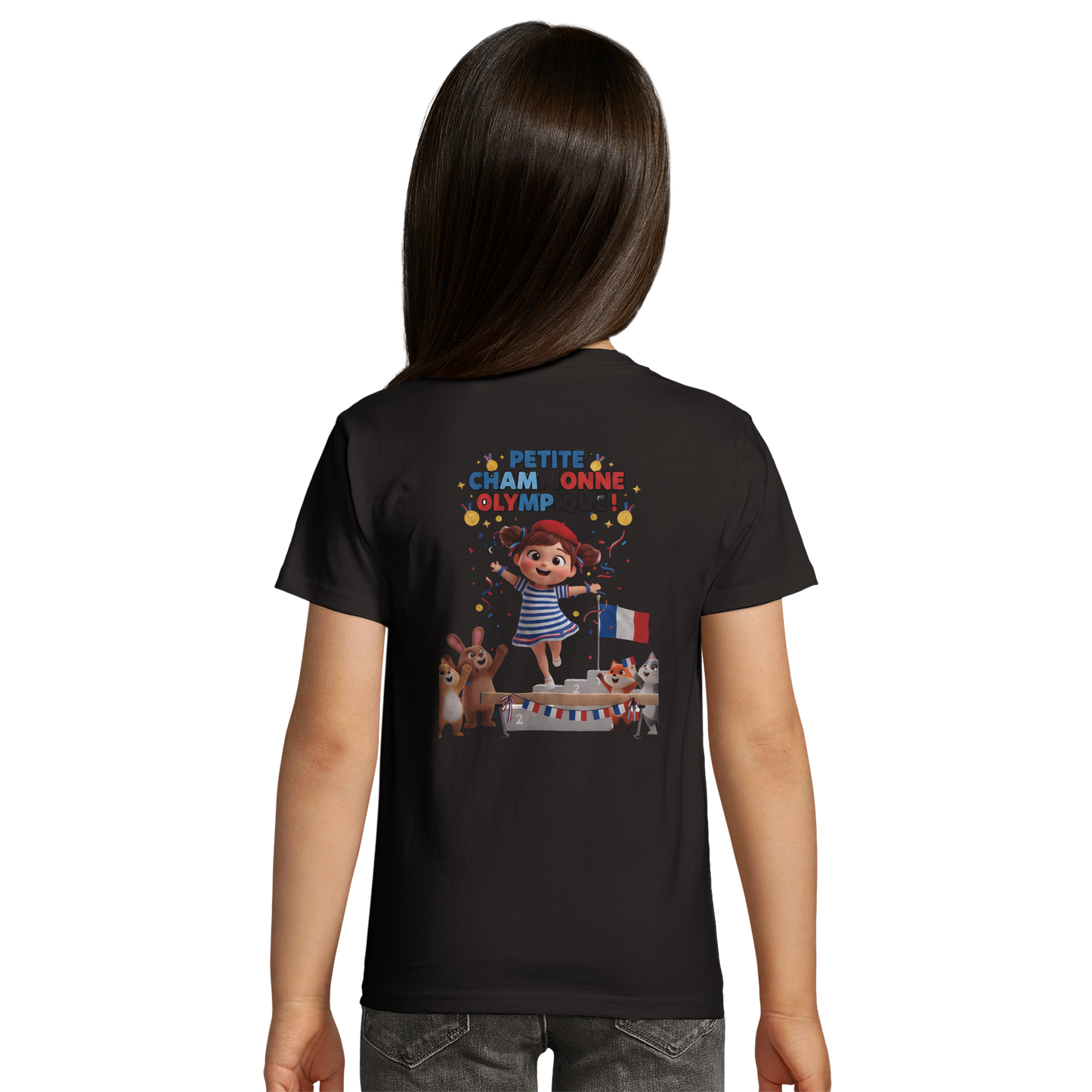 T-Shirt Fille Petite Championne Olympique – Coton Bio Premium