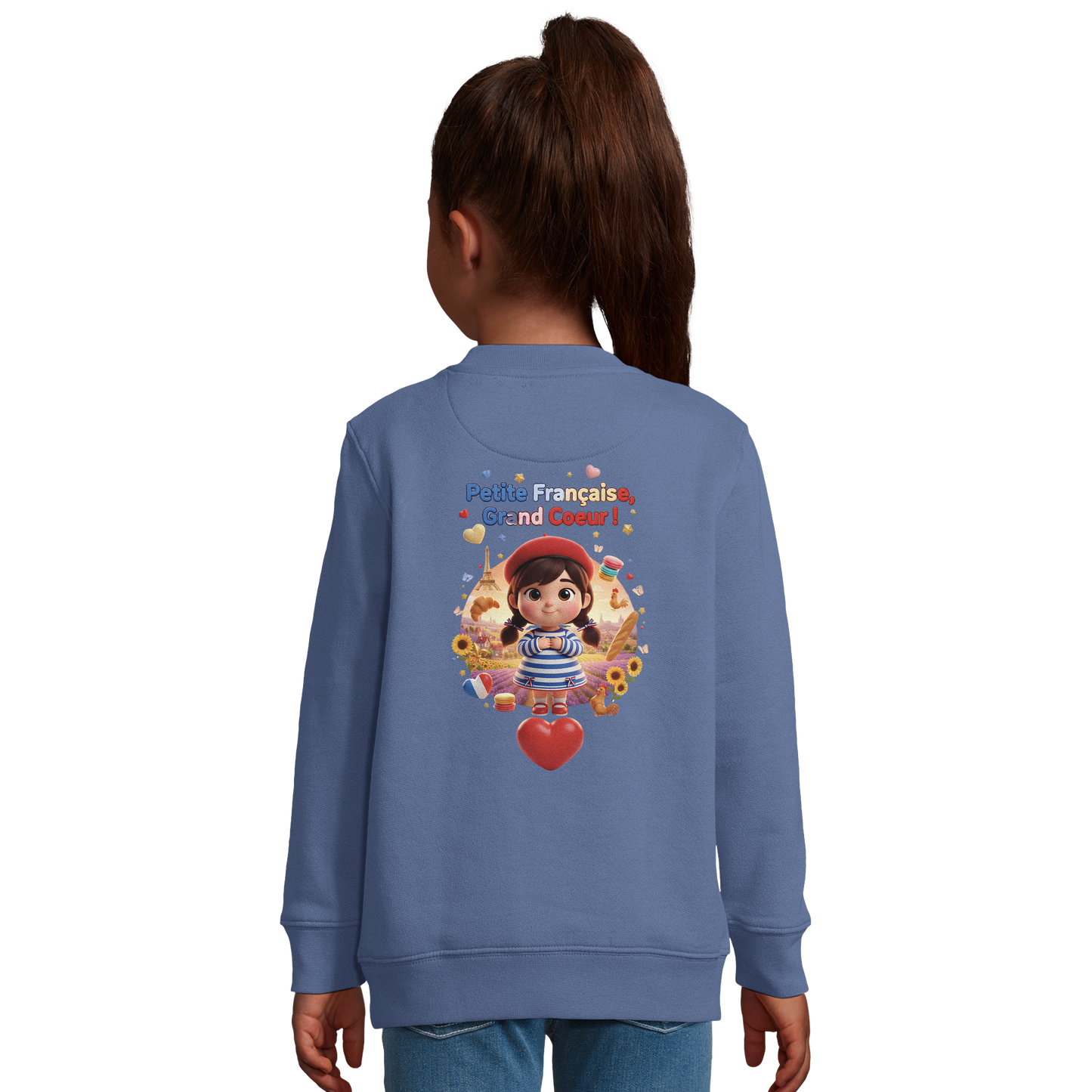Sweat-shirt Fille 'Petite Française Grand Cœur' - Coton Bio & Recyclé