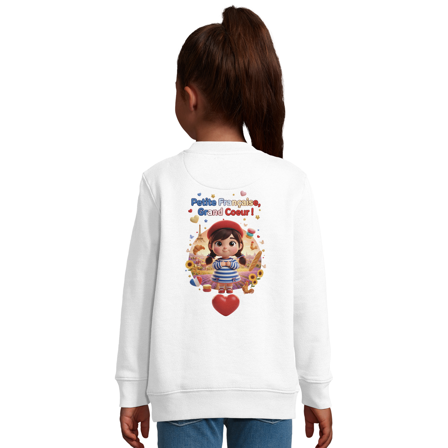 Sweat-shirt Fille 'Petite Française Grand Cœur' - Coton Bio & Recyclé