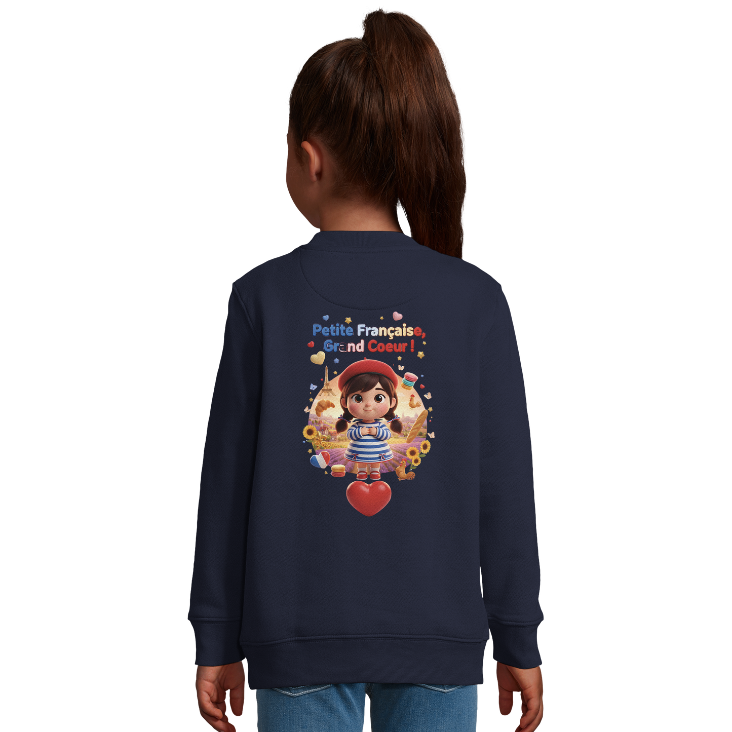 Sweat-shirt Fille 'Petite Française Grand Cœur' - Coton Bio & Recyclé