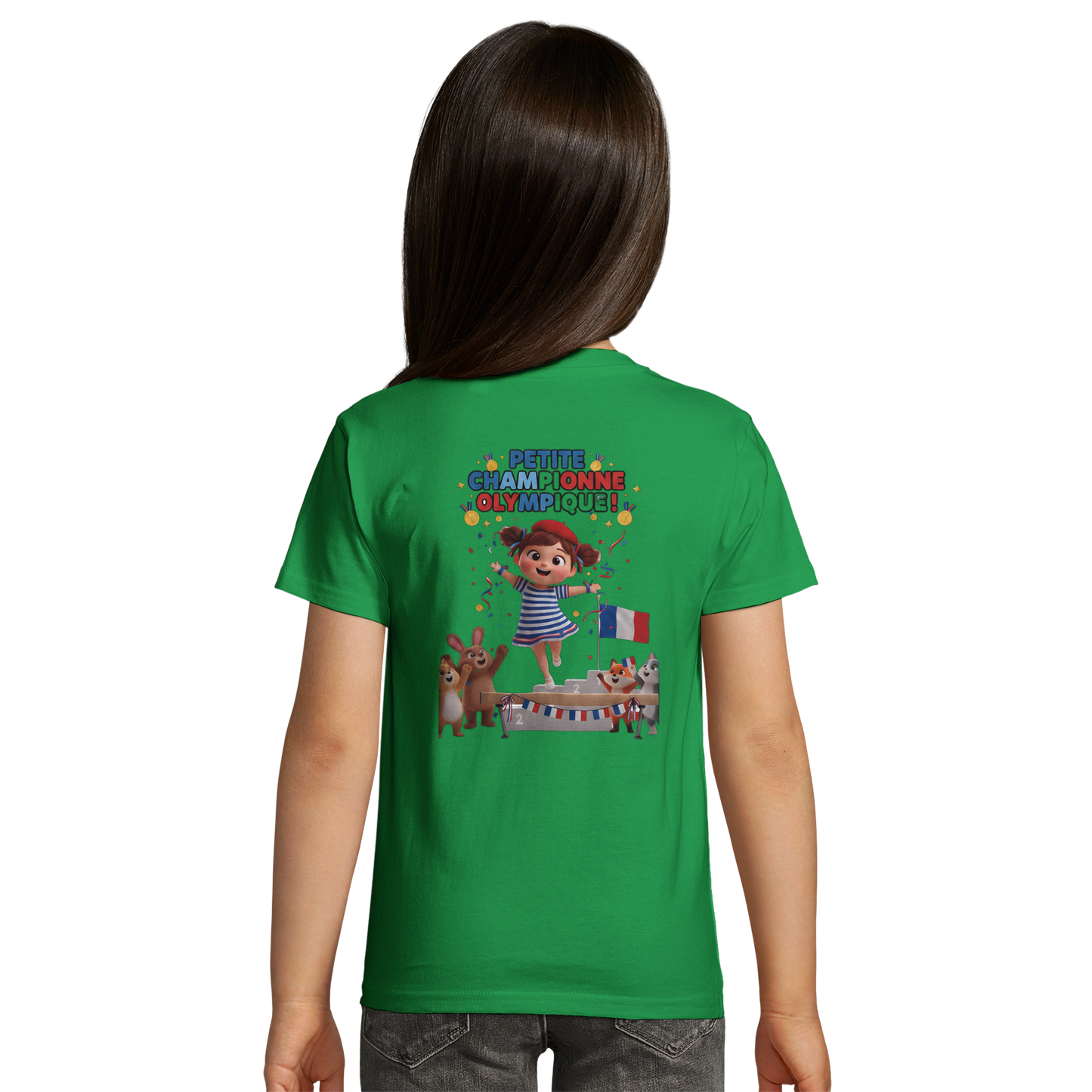 T-Shirt Fille Petite Championne Olympique – Coton Bio Premium